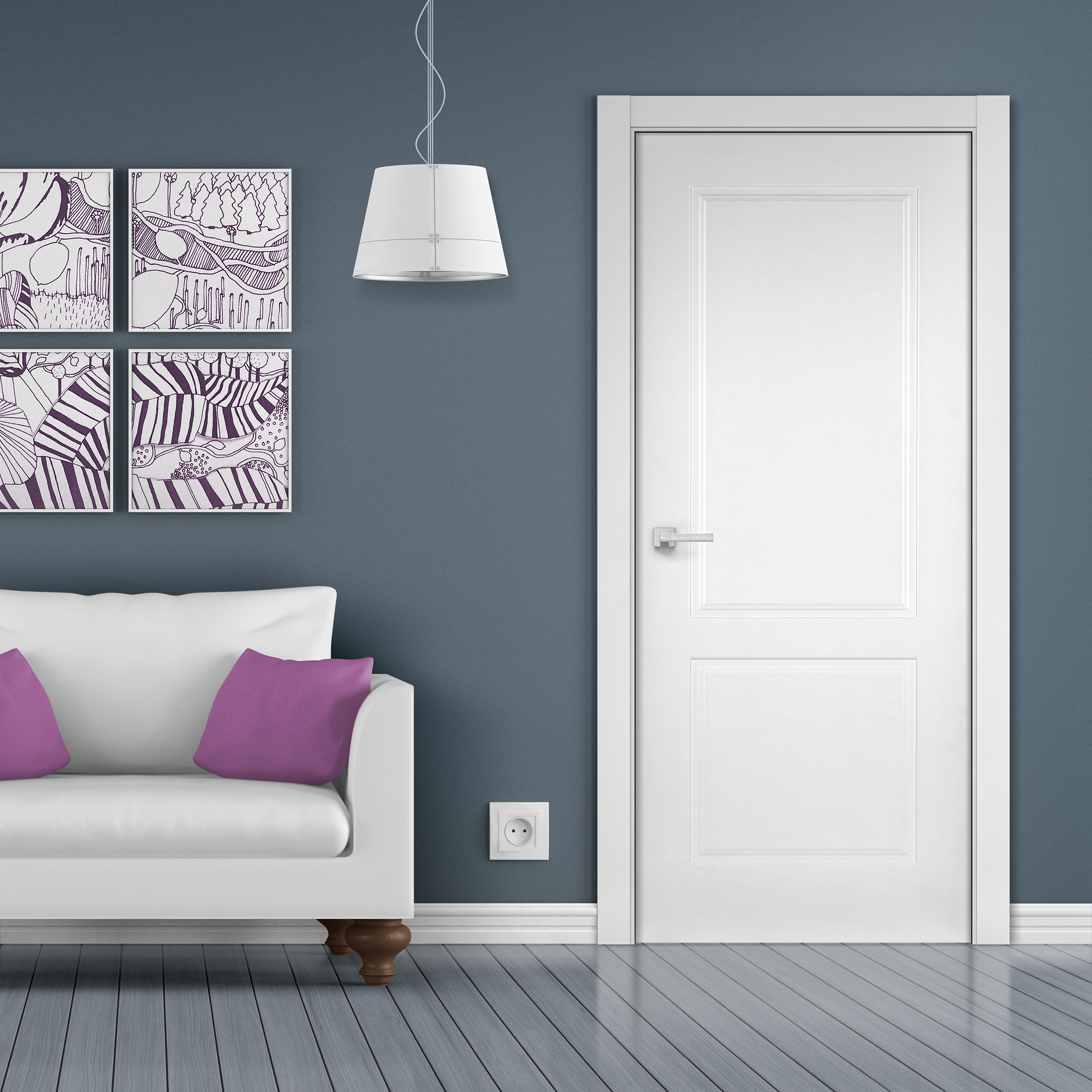 Изображение товара Дверь Бизнес Парк Line 5 Глухая 90x200 см Белый эмаль