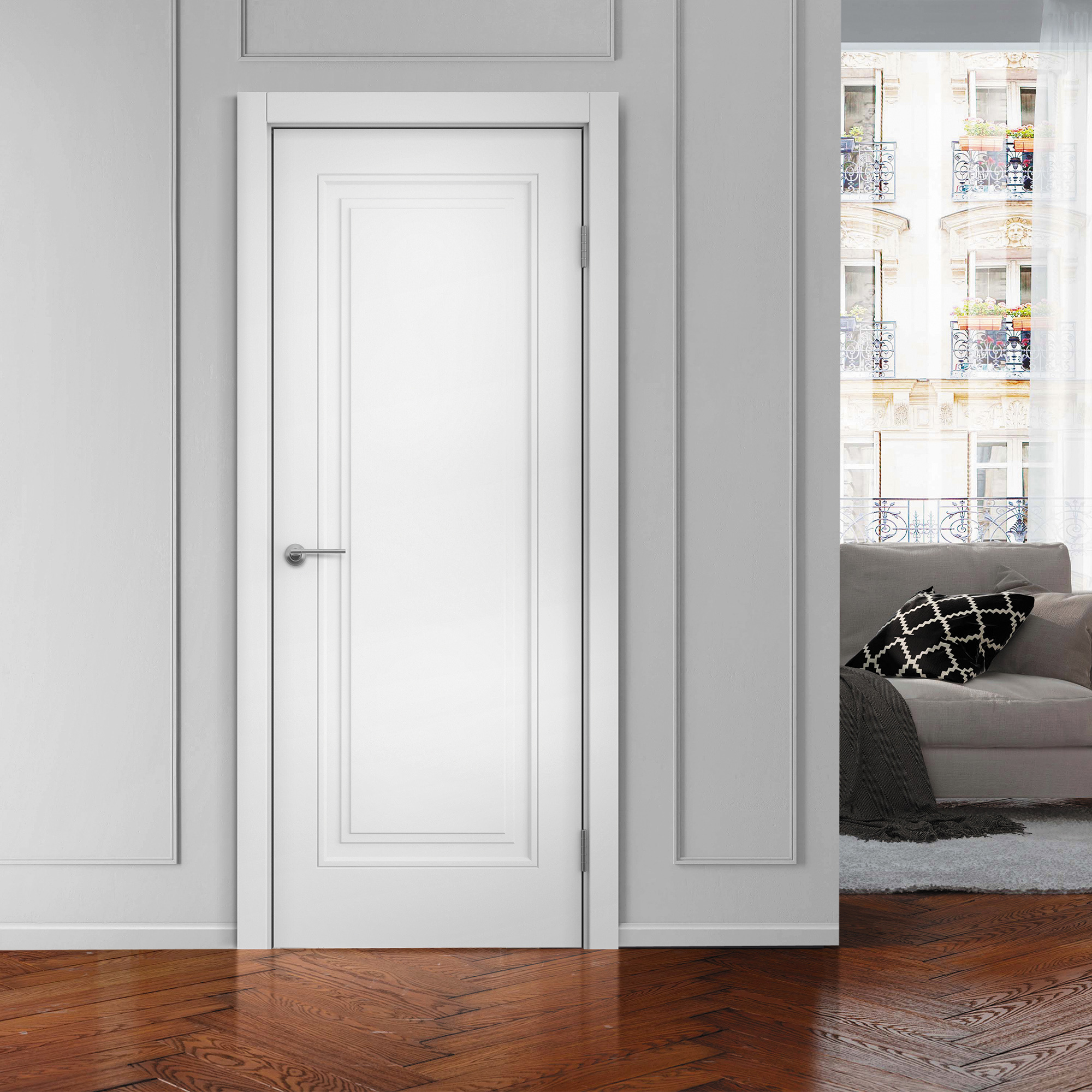 Изображение товара Дверь Бизнес Парк Line 7 глухая 80x200см Белая эмаль