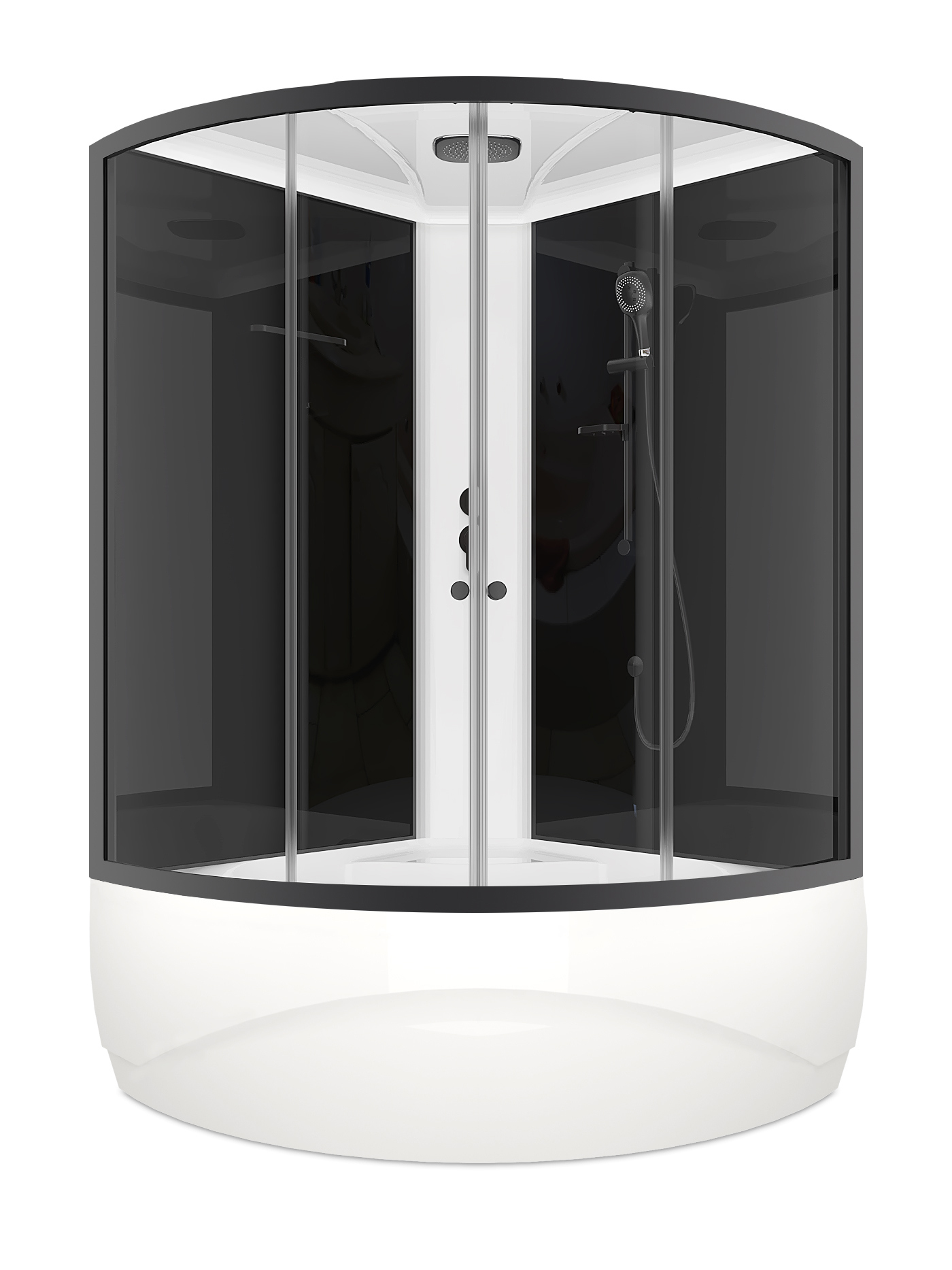 Изображение товара Душевая кабина Domani-Spa Vitality Slim high 120x120x219 см высокий поддон черные стенки, прозрачное стекло, графит профиль, Black accents