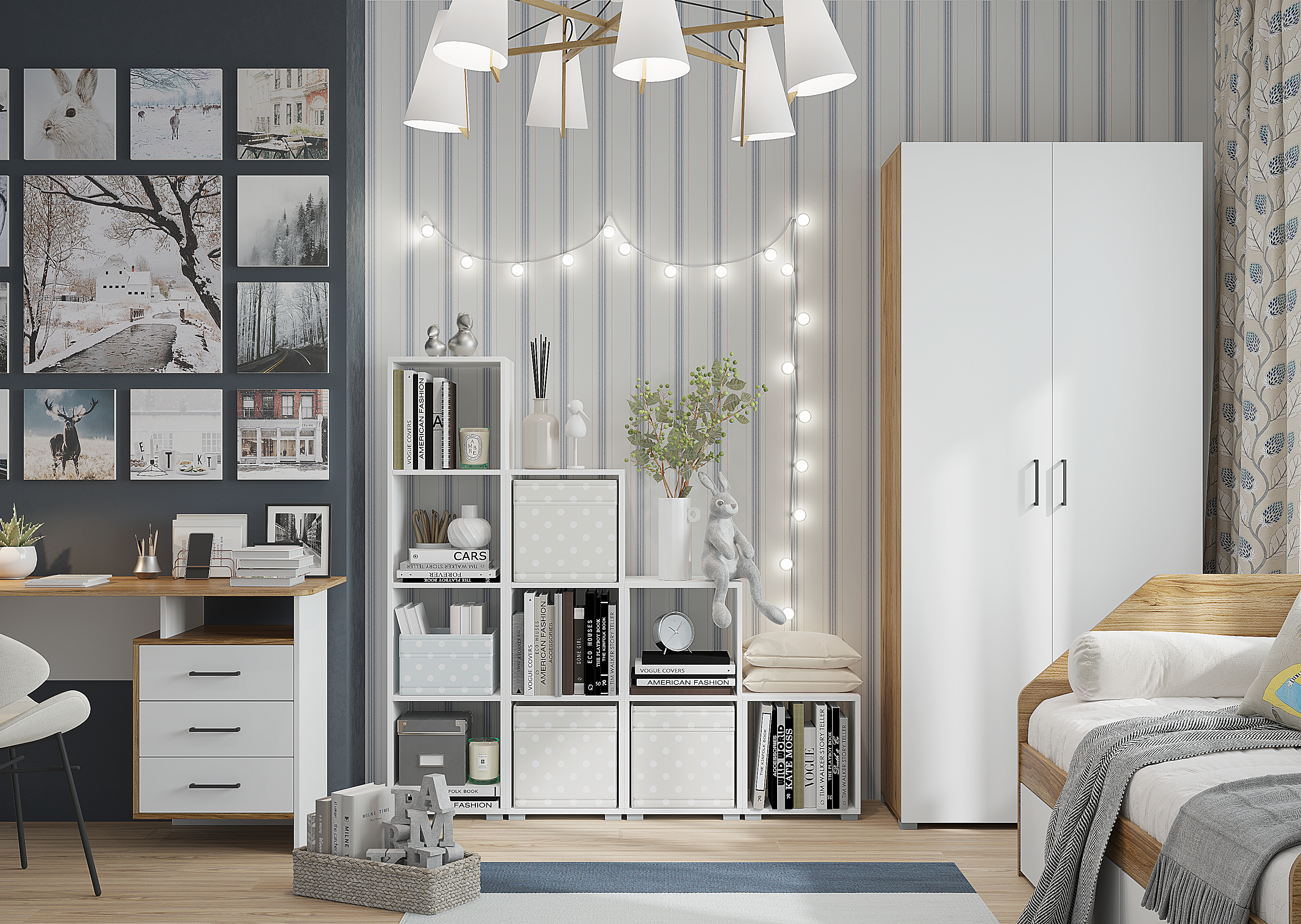 Изображение товара Шкаф распашной Горизонт 90x205x48 см ЛДСП цвет крафт золотой/белый