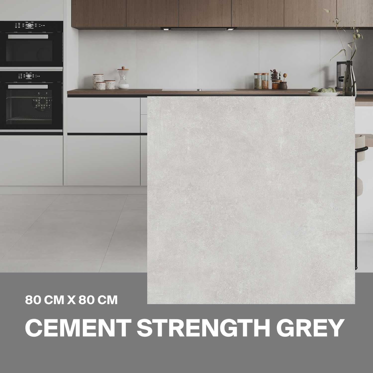 Изображение товара Керамогранит Ceradim Cement 80x80 см серый матовый для пола и стен