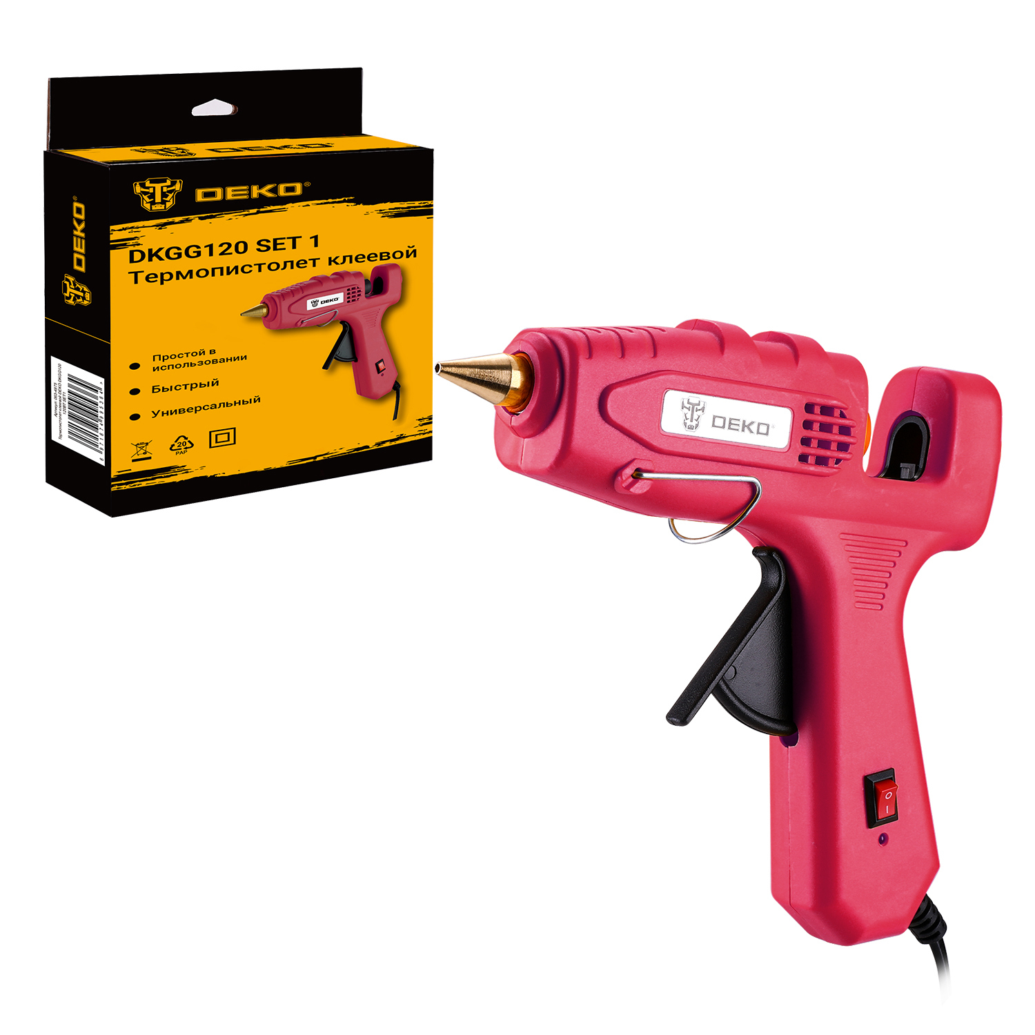 Изображение товара Термопистолет клеевой Deko DKGG120 063-4975, стержни 11 мм, 120 Вт