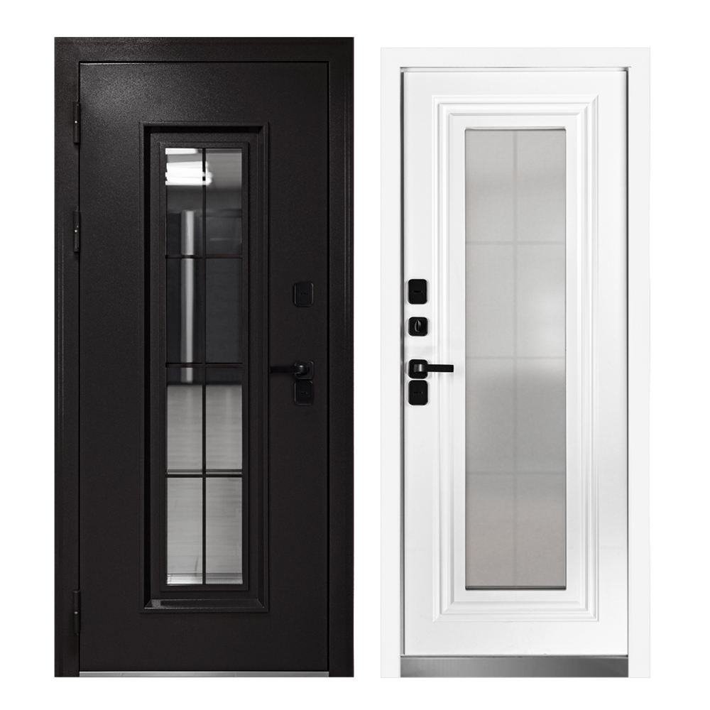 Изображение товара Входная дверь Buldoors HomeGlass1 Big Termo левый 205x96см цвет букле шоколад/белый матовый