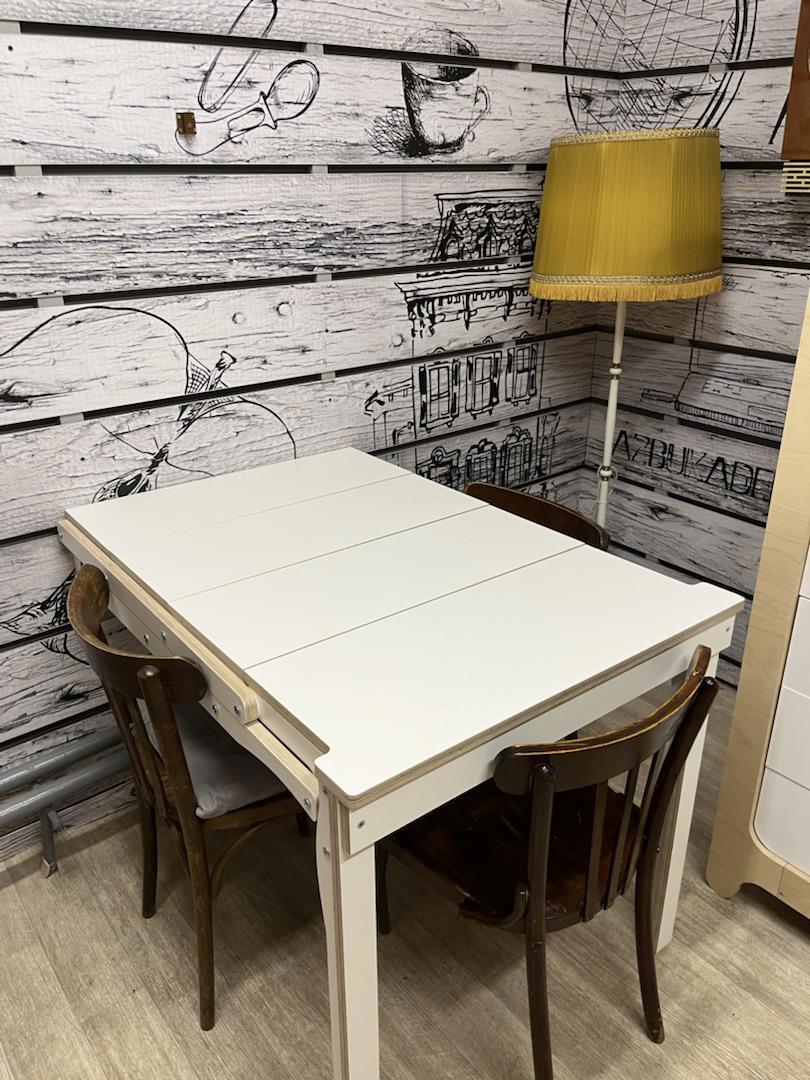 Изображение товара Раздвижной садовый стол складной Азбукадекор ССТ-белый 20 - 65 см x 20 см x 65 см дерево белый