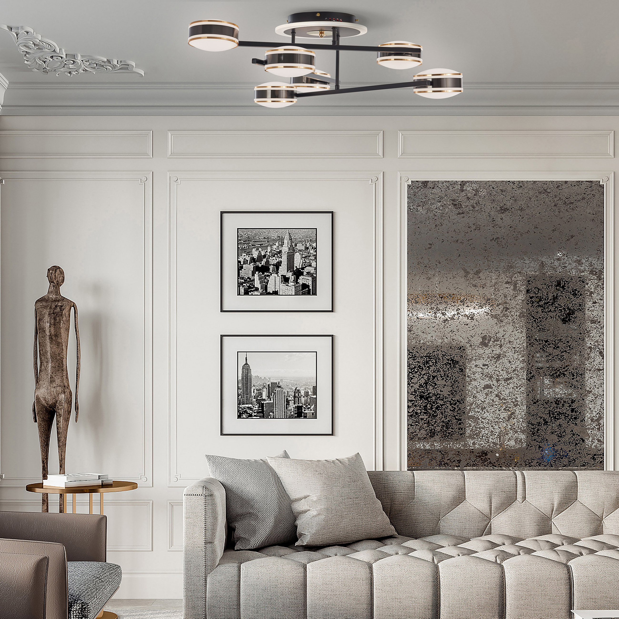 Изображение товара Люстра потолочная светодиодная Arte Milano Ferrara 6 плафонов черная 120 Вт стильный дизайн