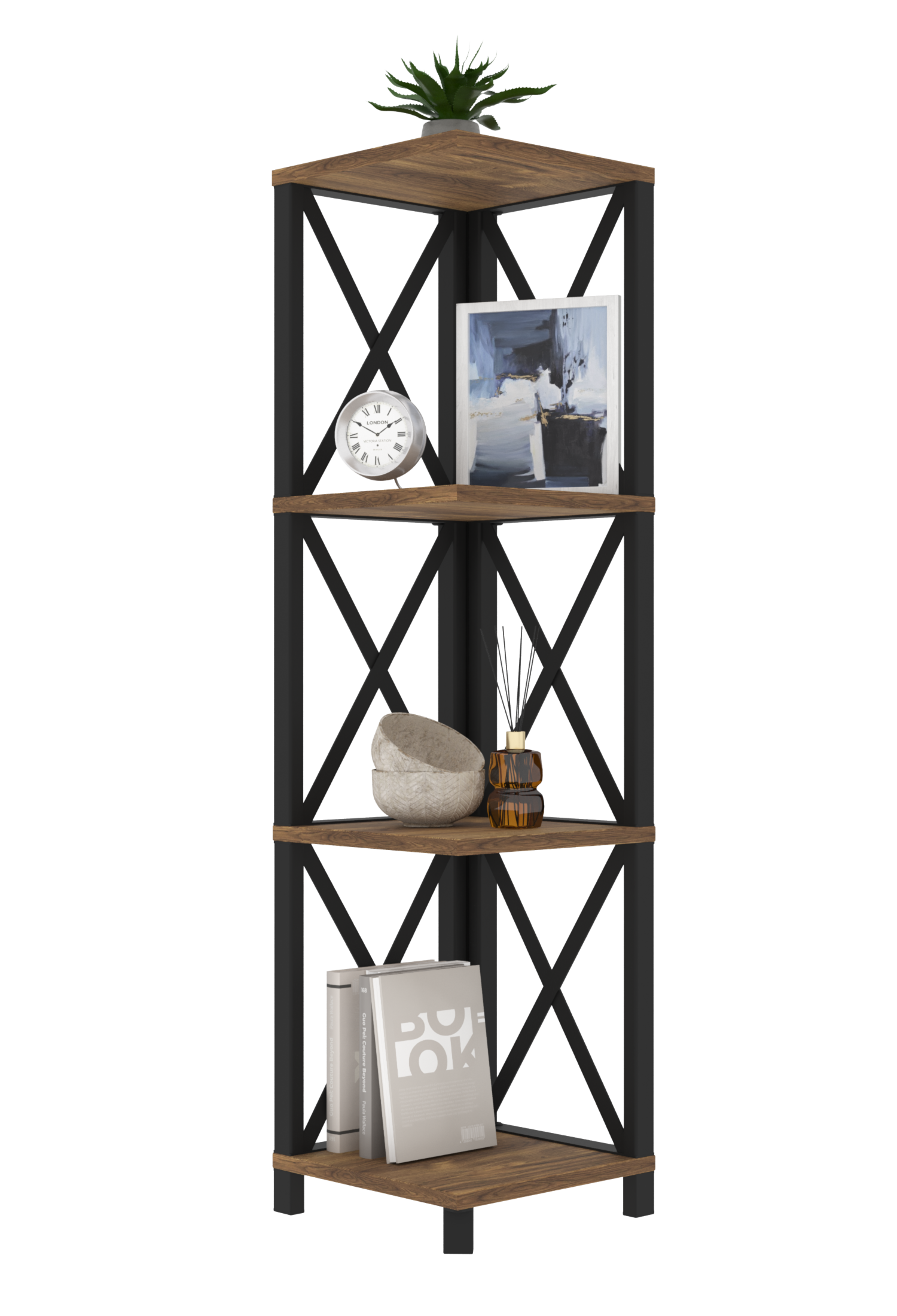 Изображение товара Стеллаж MAKE MEBEL Стеллаж (Угловой) 29x29x112 см с ЛДСП коричневый