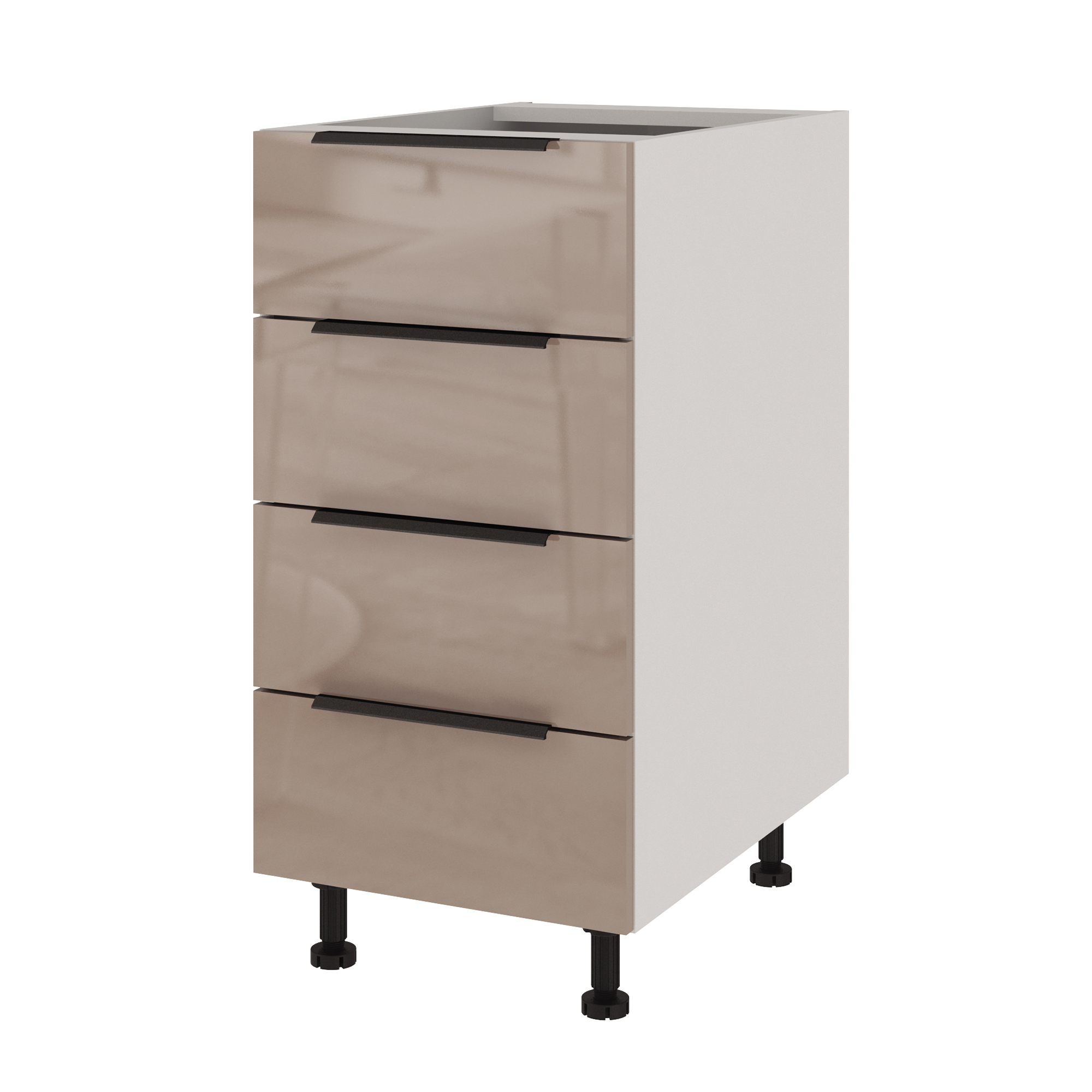 Изображение товара Кухонный модуль напольный Beneli COLOR Капучино глянец/Белый с 4 ящиками 40х57.6х82 см 1шт.