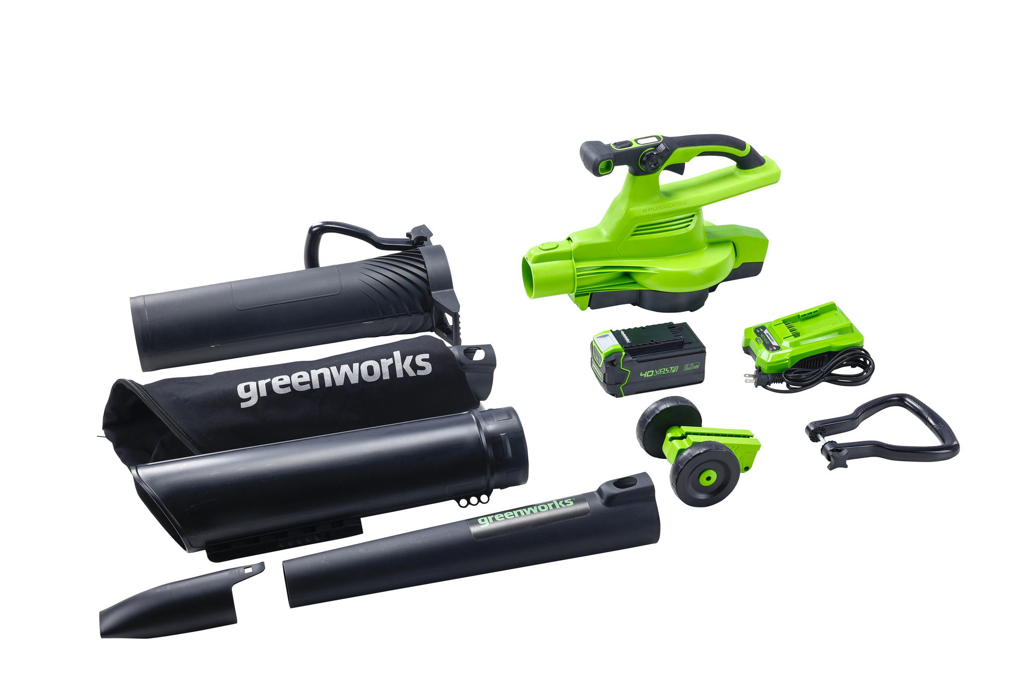 Изображение товара Воздуходувка-пылесос Greenworks GD40BV 40V с аккумулятором и ЗУ