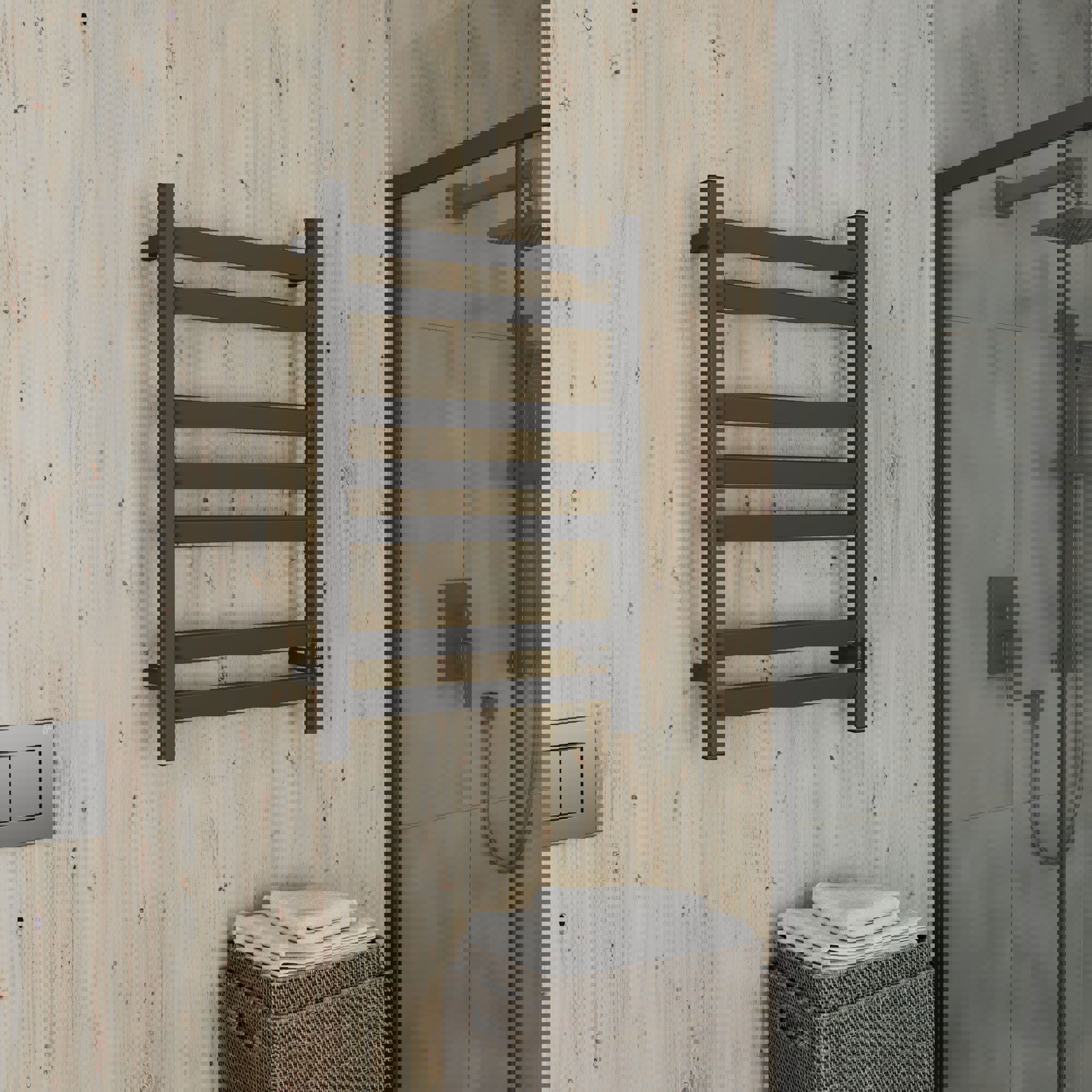 Изображение товара Электрический полотенцесушитель Bauedge Hotel Veer DB-0120 130 Вт черный матовый лесенка 500x800 мм