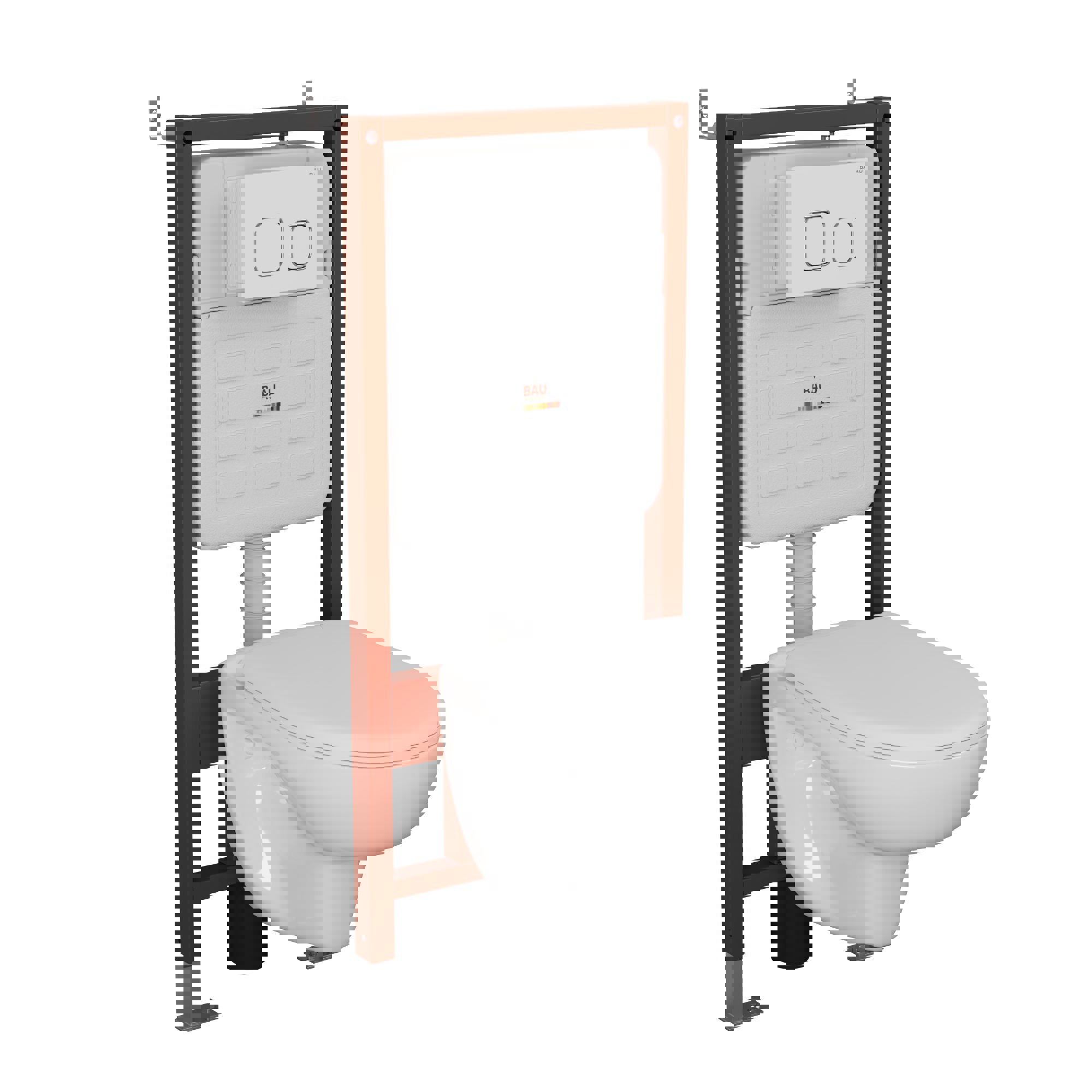 Изображение товара Комплект BAUEDGE 6 в 1 инсталляция и унитаз безободковый с микролифтом 3/6 л Россия