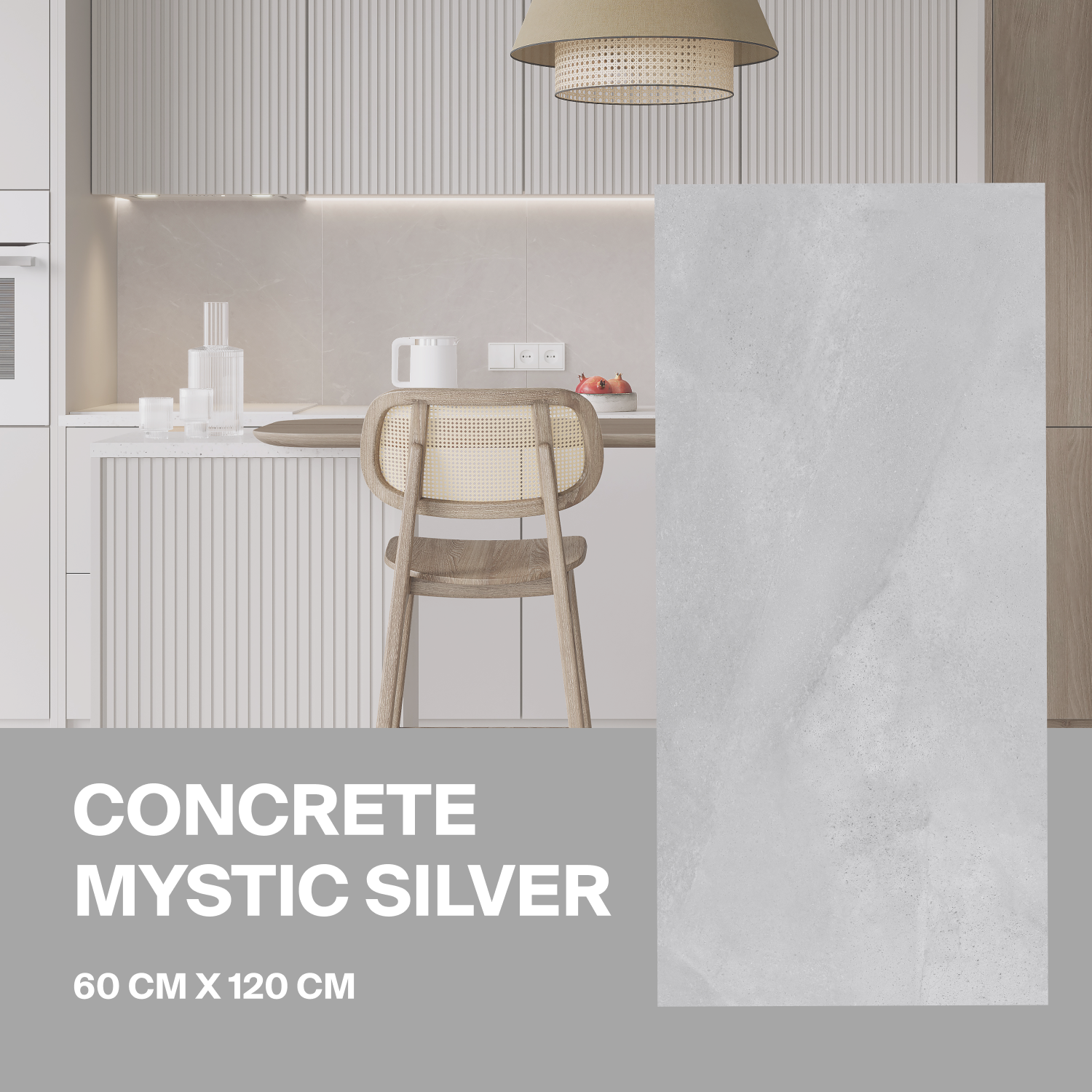 Изображение товара Керамогранит Ceradim Concrete серебристо-серый 60x120 см матовый