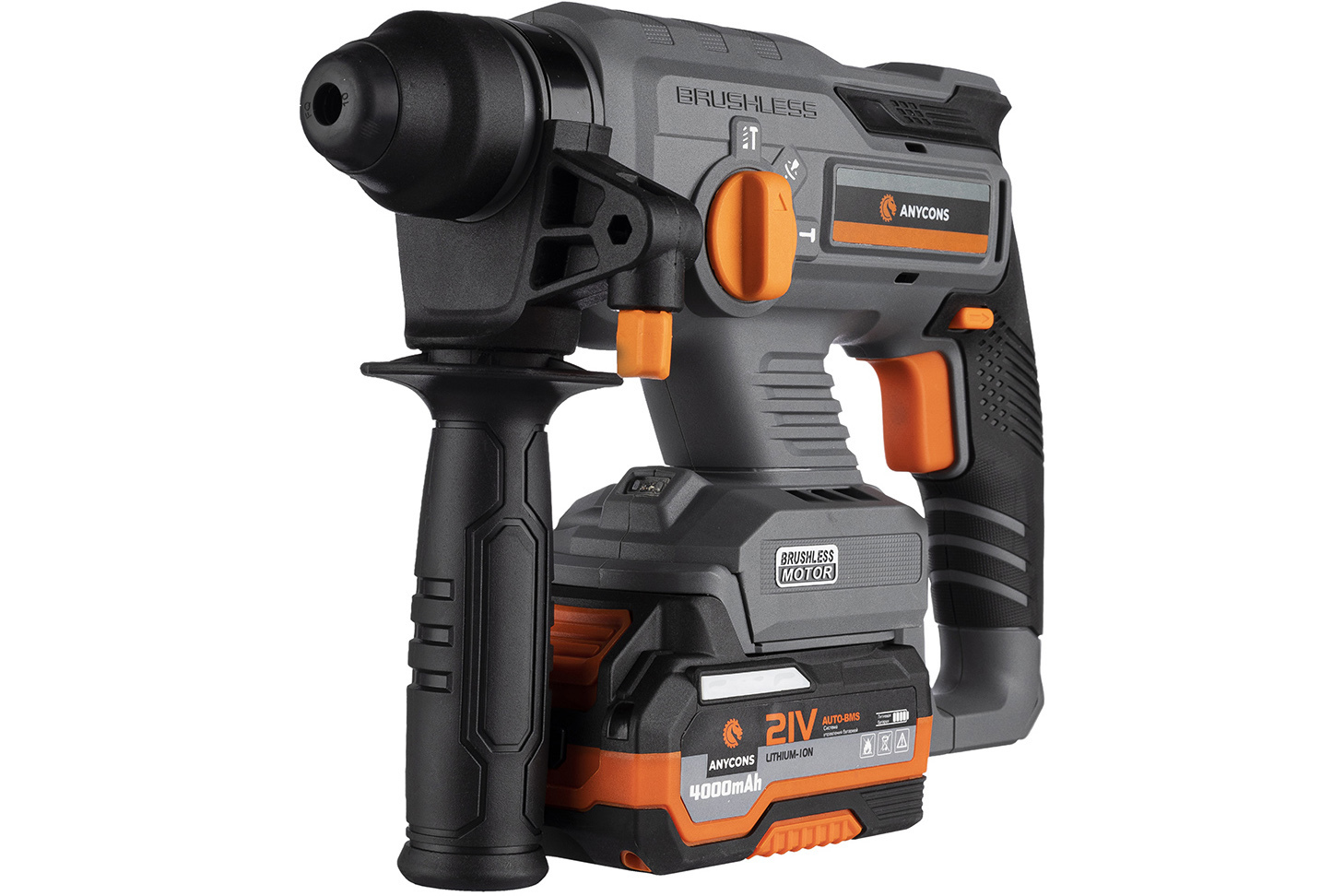 Изображение товара Аккумуляторный перфоратор Anycons AC-H408, 21 В, 4 А·ч, 2 Дж, SDS Plus