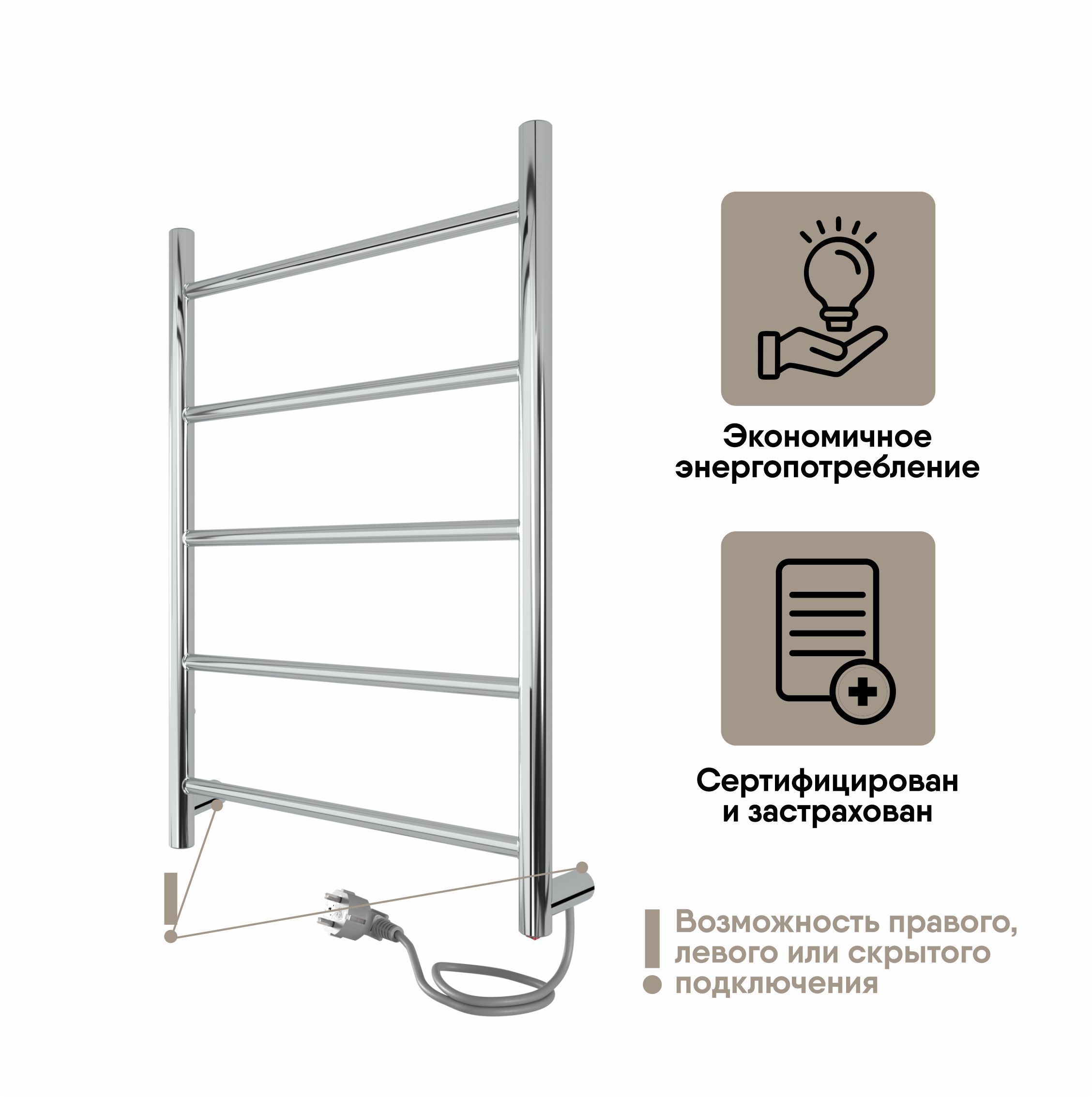 Изображение товара Электрический полотенцесушитель Myspace Fila 500x600 мм хромированный