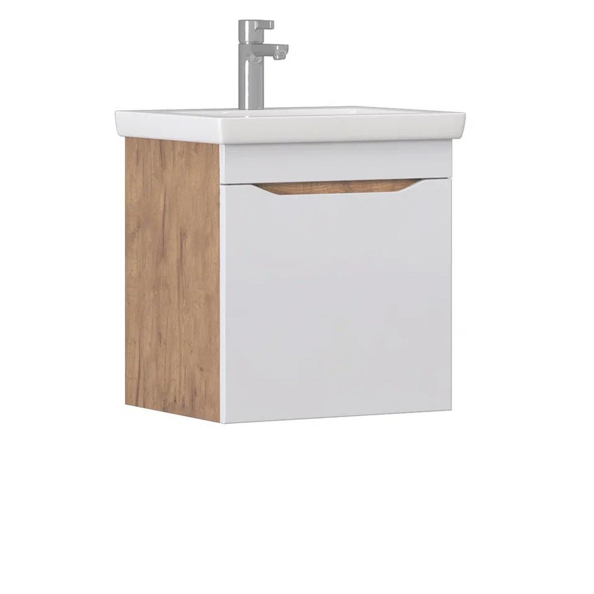 Изображение товара Тумба с раковиной подвесная Vigo Grani 028 дуб золотой 50 см цвет дуб золотой