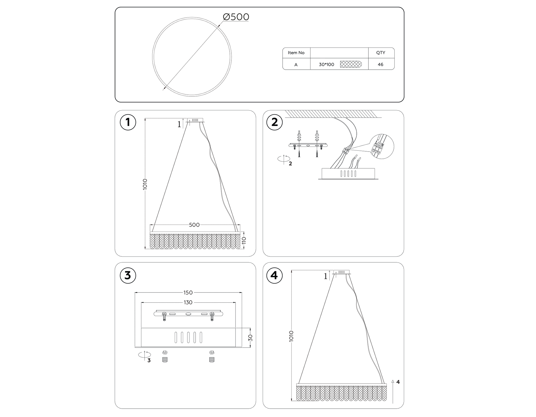 Изображение товара Светильник подвесной светодиодный Ambrella Light Traditional Ambr_tr49712 12 м² нейтральный белый свет цвет хром