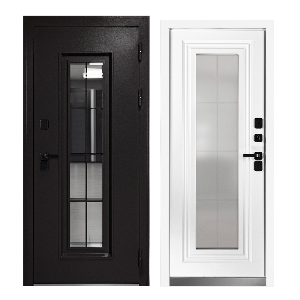 Изображение товара Входная дверь Buldoors HomeGlass1 Big Termo правый 205x96см цвет букле шоколад/белый матовый