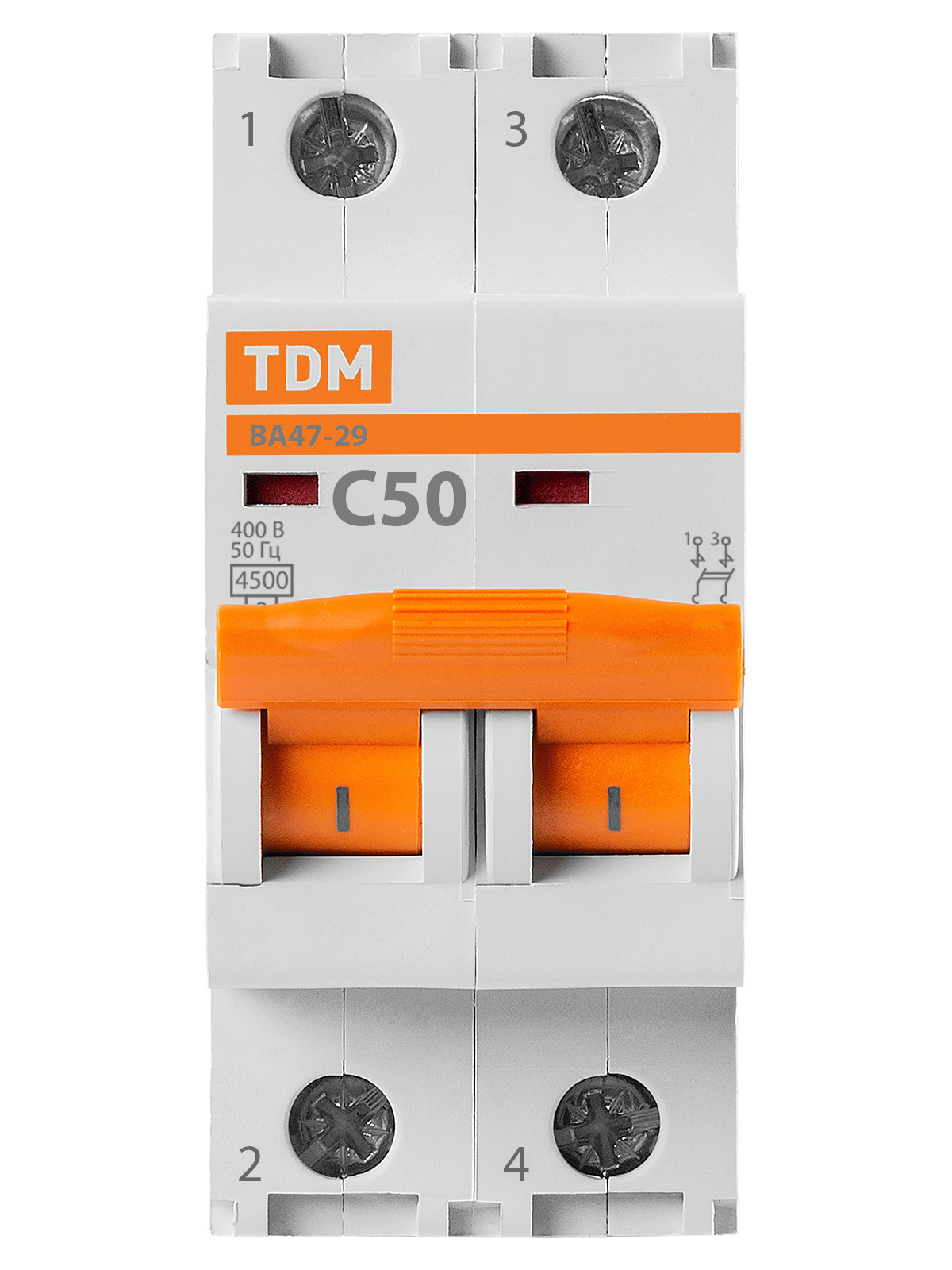 Изображение товара Автоматический выключатель ВА47-29 2P C50 4.5 кА TDM ELECTRIC