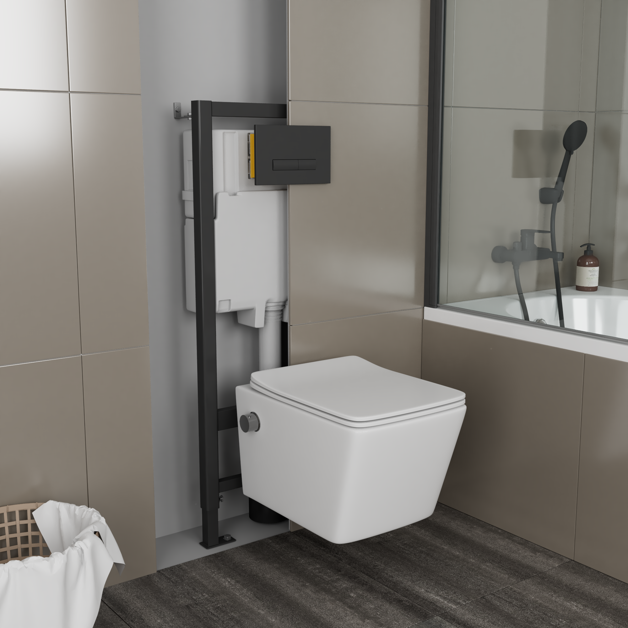 Изображение товара Комплект инсталляция с унитазом Greenstone GRS-SET-24 белый для ванной комнаты