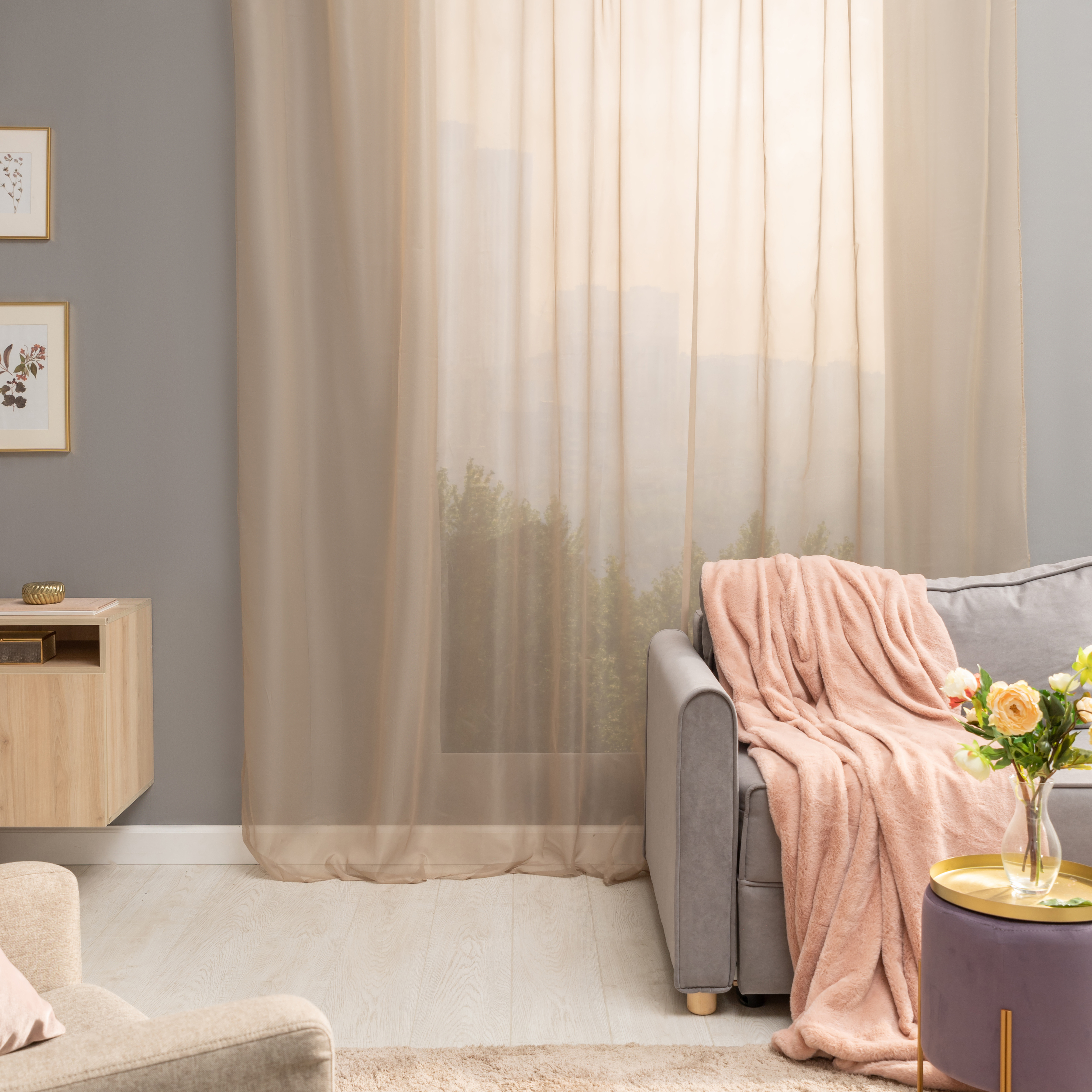 Изображение товара Тюль Inspire Polyone Trench 5 300x280 см цвет бежевый