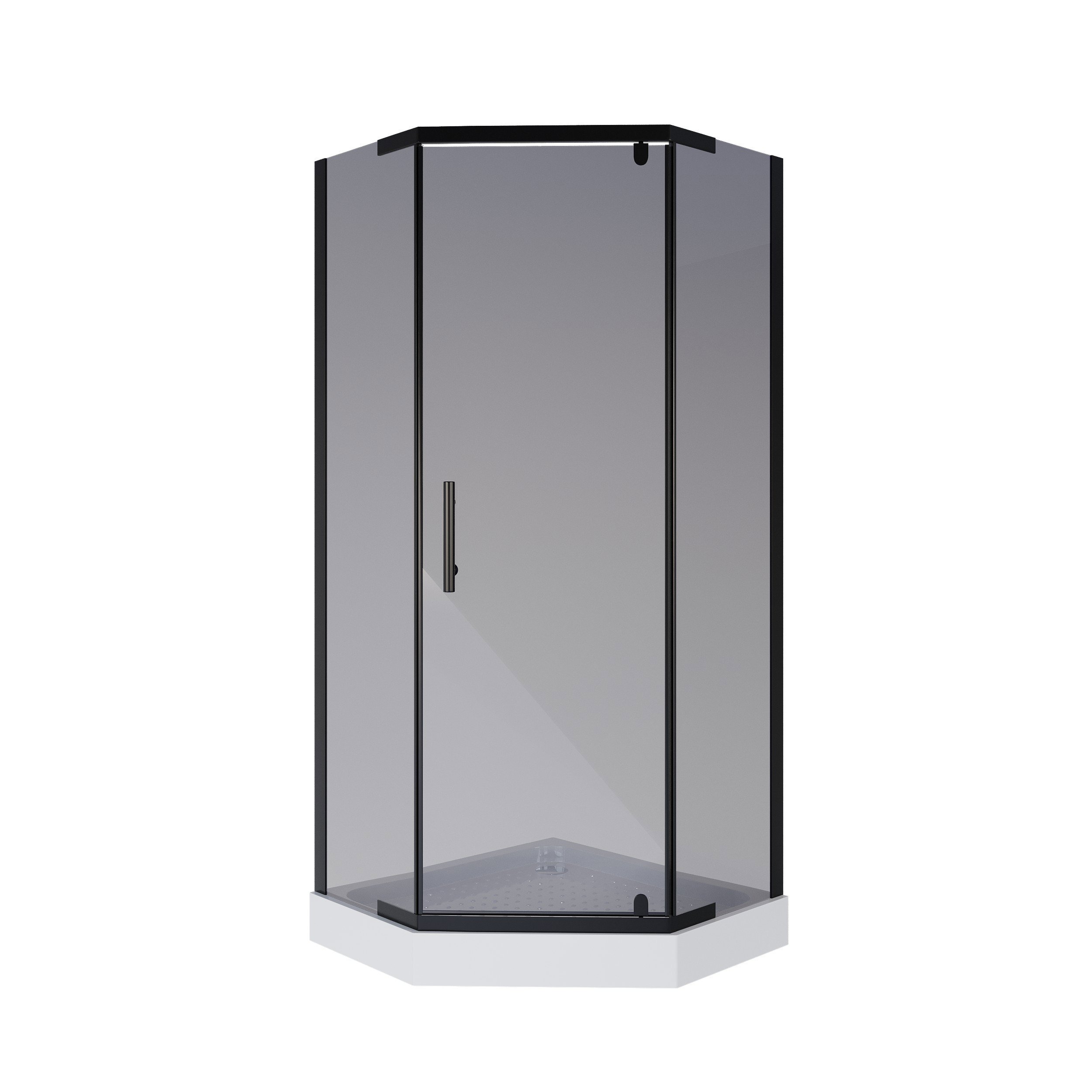 Изображение товара Душевой уголок Niagara 0101432dt пятиугольный с поддоном 100x100см профиль черный эффект стекла тонированный