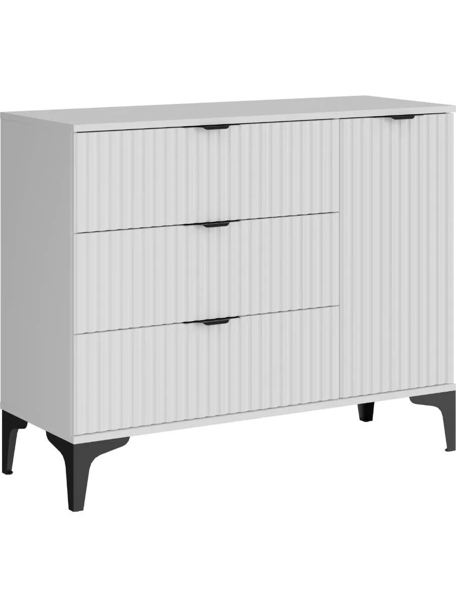 Изображение товара Комод Ridberg Andre 3 ящика 104х39х85 см белый черный ЛДСП современный дизайн