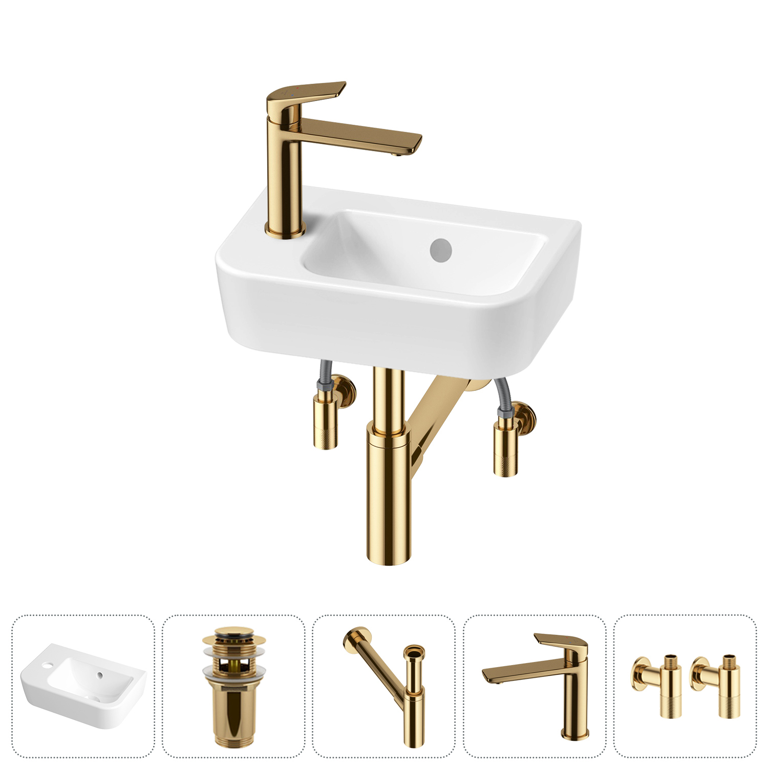 Изображение товара Раковина Lavinia boho one 20217323R 37см в белом цвете с комплектом аксессуаров