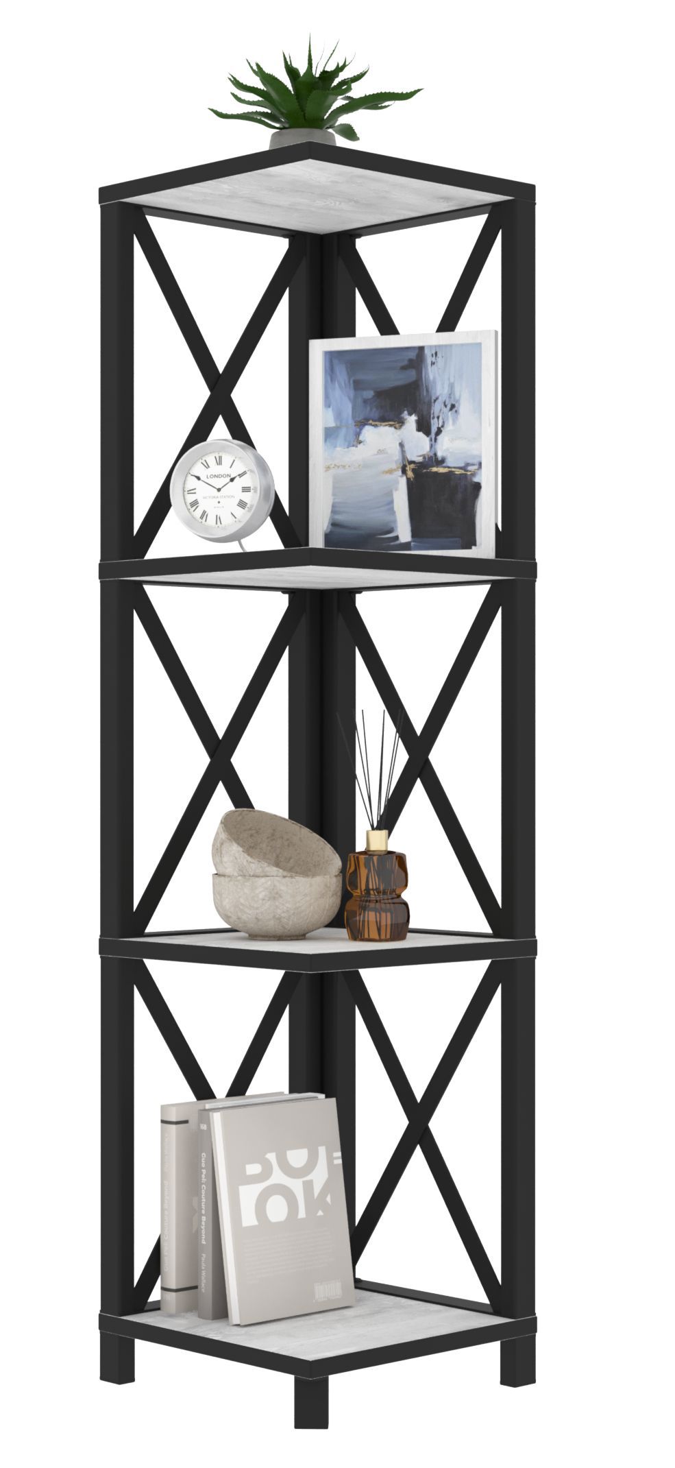 Изображение товара Стеллаж с полками Make mebel 29x112x29 см нагрузка до 20 кг металл цвет серый