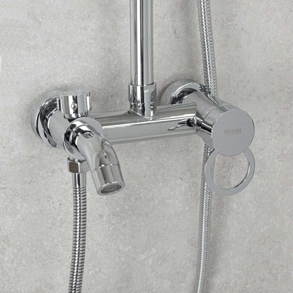 Изображение товара Душевая стойка Brimix С тропическим душем 3087 1 режимная цвет хром