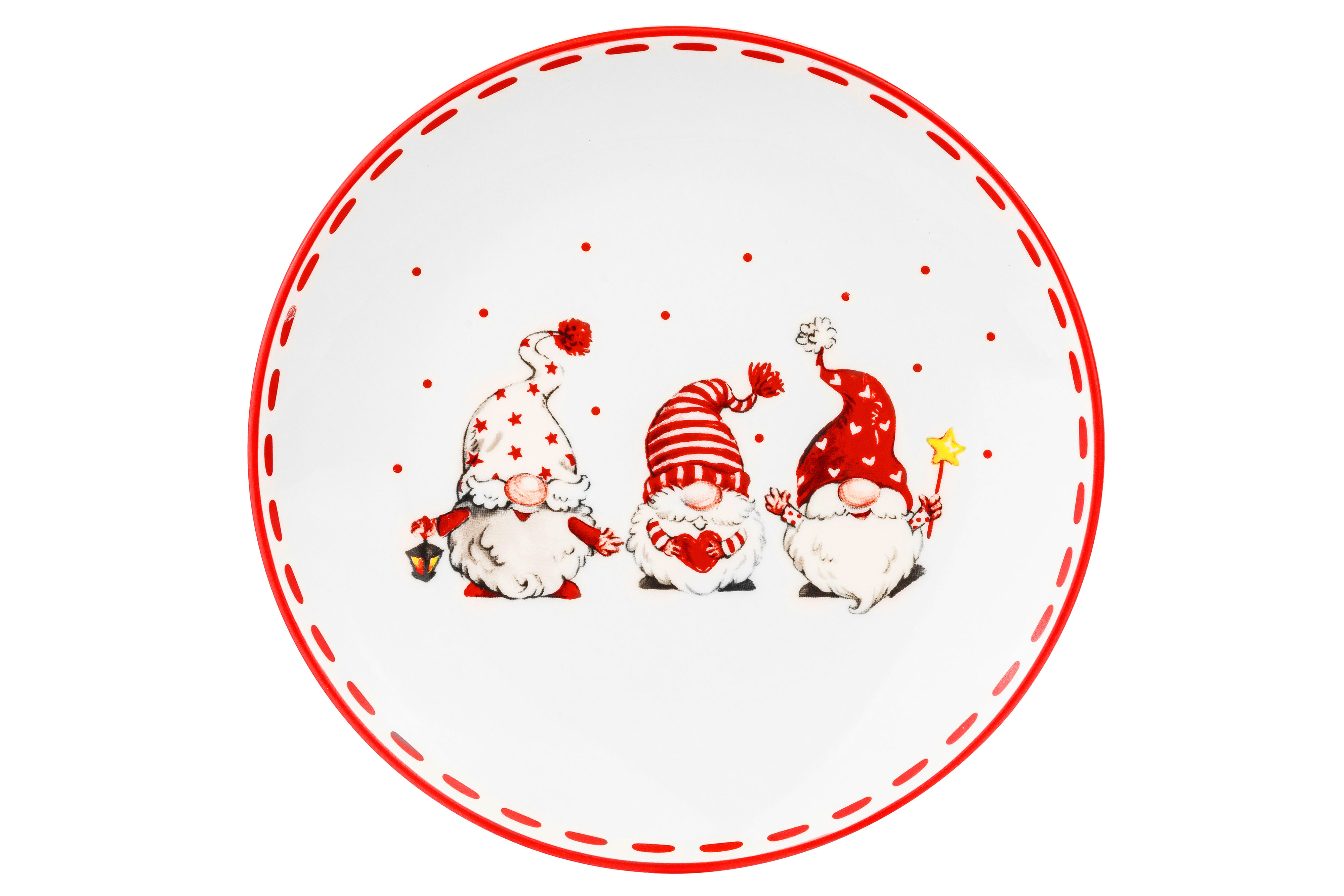 Изображение товара Обеденная фарфоровая тарелка Elan gallery Веселые гномики 24 см для праздника и сервировки