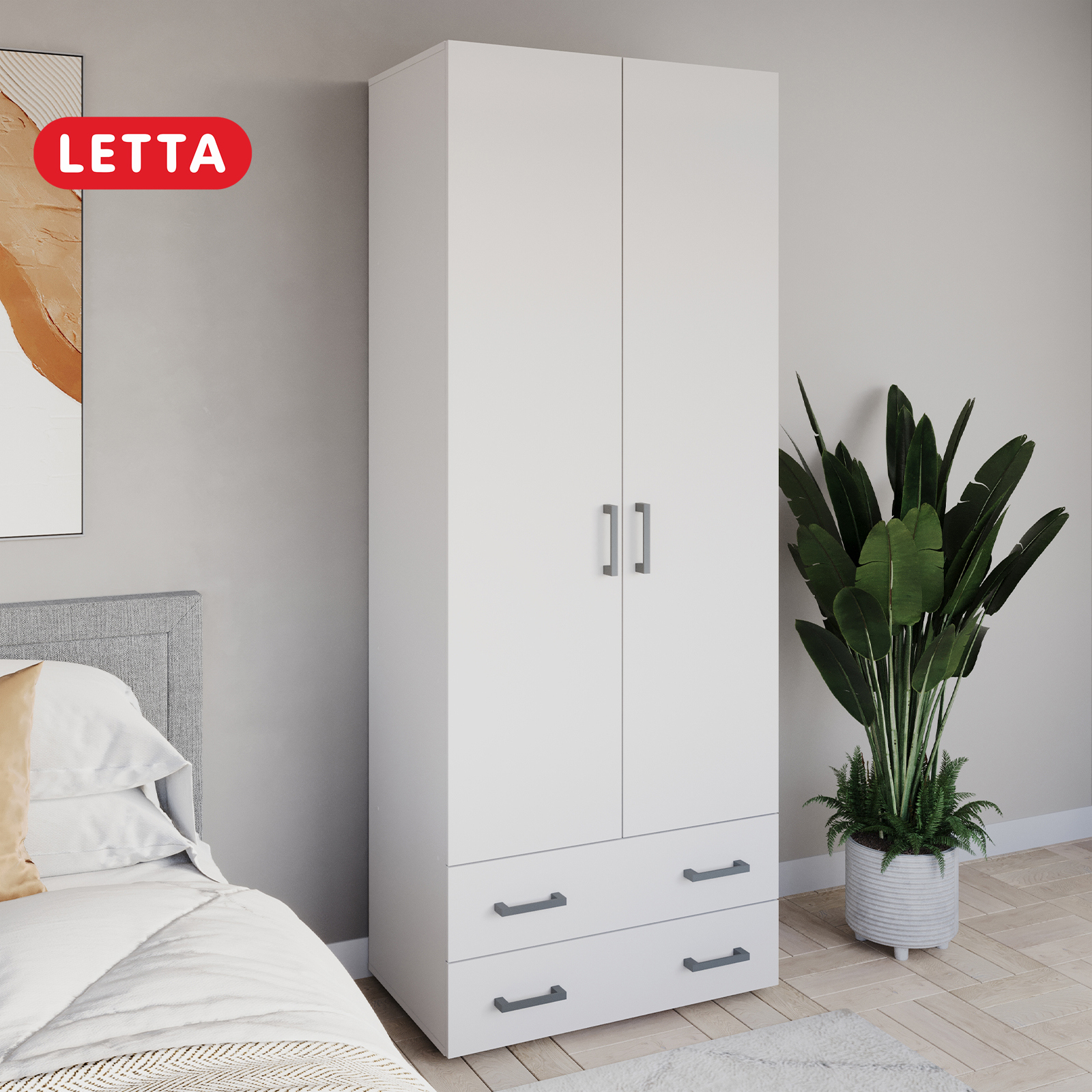 Изображение товара Шкаф распашной Letta 80x205.7x47.4 см белый серия Норд для спальни и прихожей