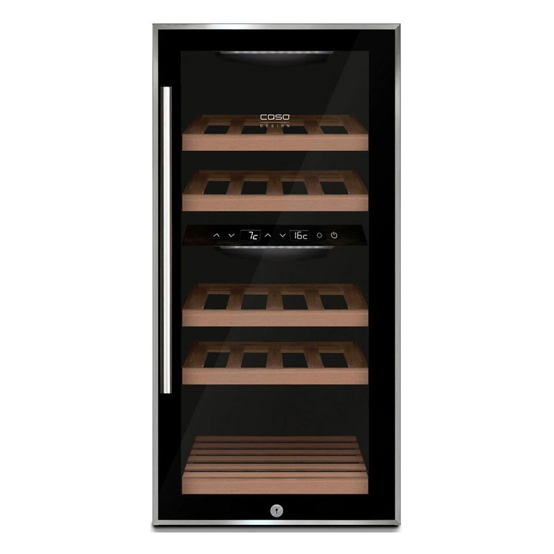 Изображение товара Винный шкаф CASO WineComfort 24 черный с 2 зонами хранения и блокировкой