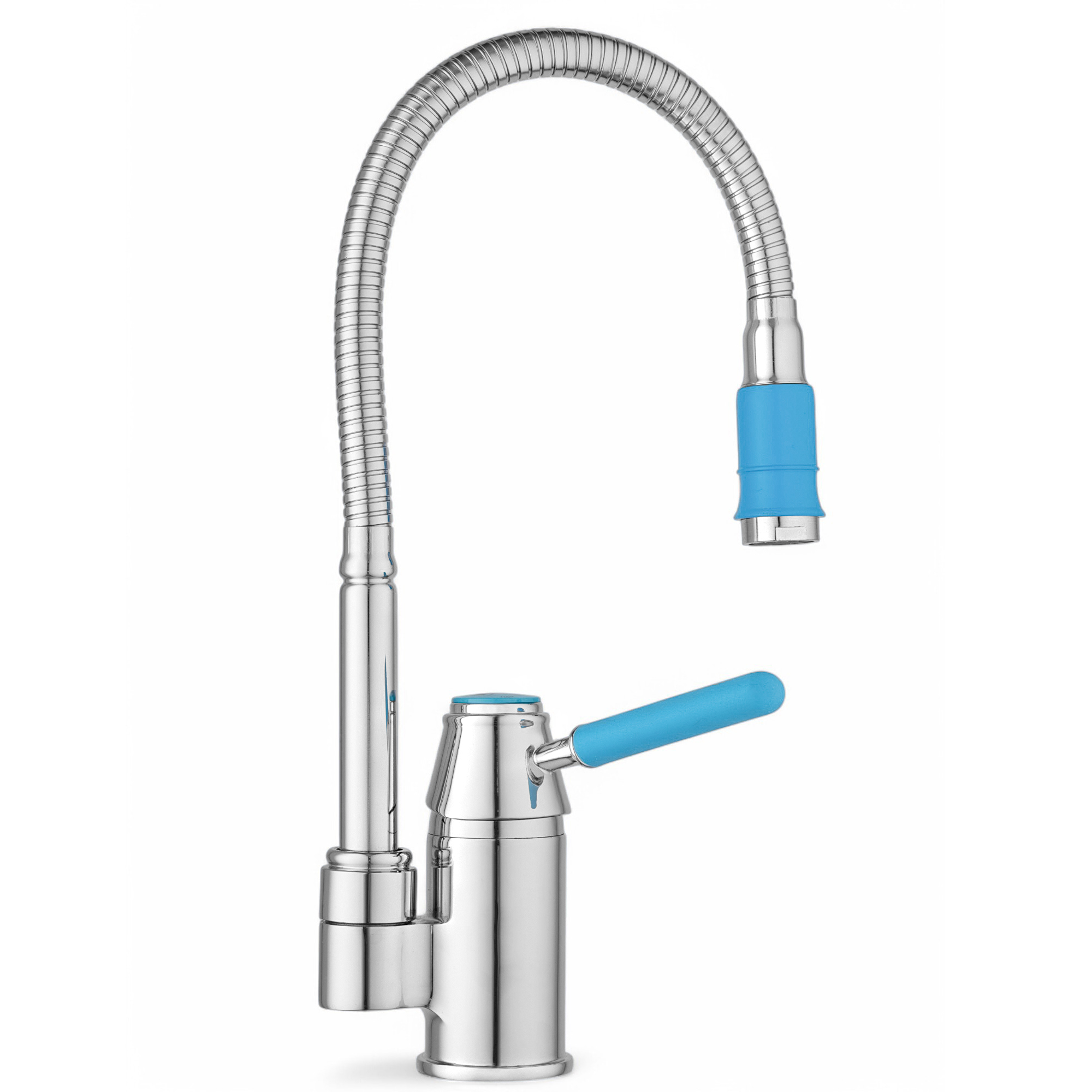 Изображение товара Смеситель для кухни Potato P40233-12 с гибким излив голубой глянцевый