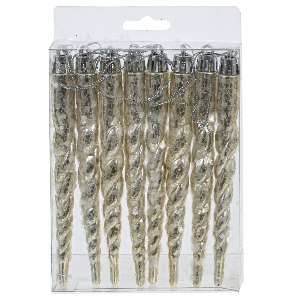 Изображение товара Набор елочных игрушек 807902 15 см x 1.5 см серый/серебристый 8 шт