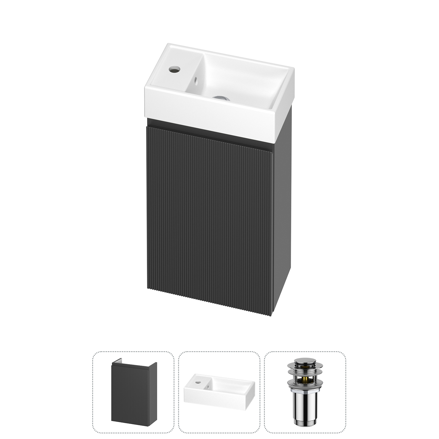 Изображение товара Тумба с раковиной подвесная Wellsee WC Area 20216833R с донным клапаном цвет серый/серебристый