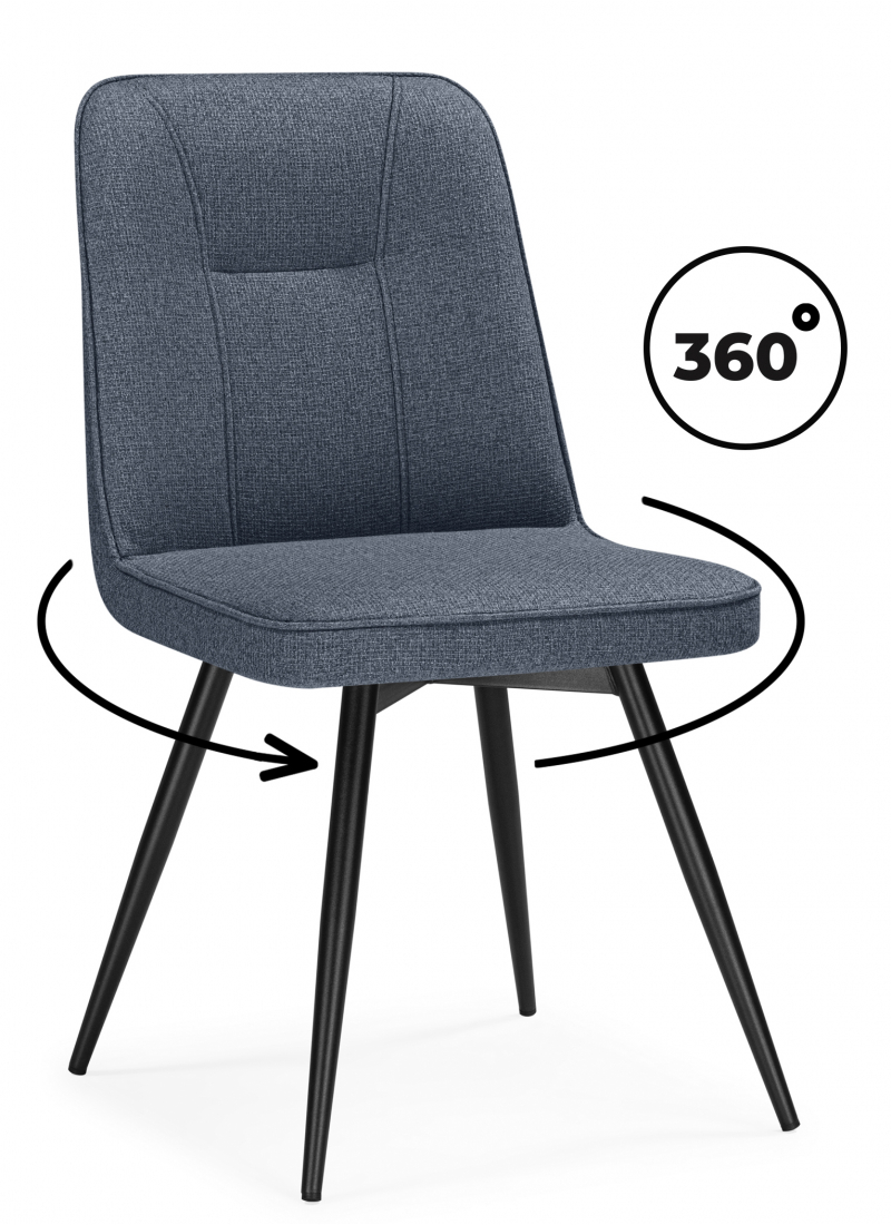 Изображение товара Обеденный стул Woodville Texas 3 с поворотным механизмом и тканью синий черный