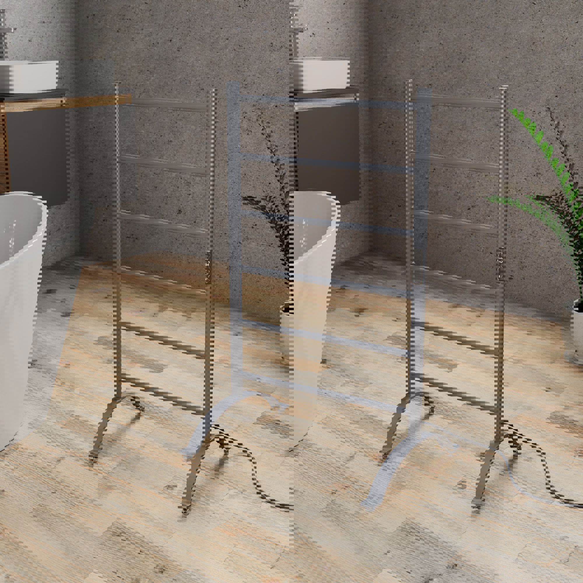 Изображение товара Электрический полотенцесушитель Bauedge Spectrum Black Stil Floor Gun Grey AF0018 500x500 мм 180 Вт