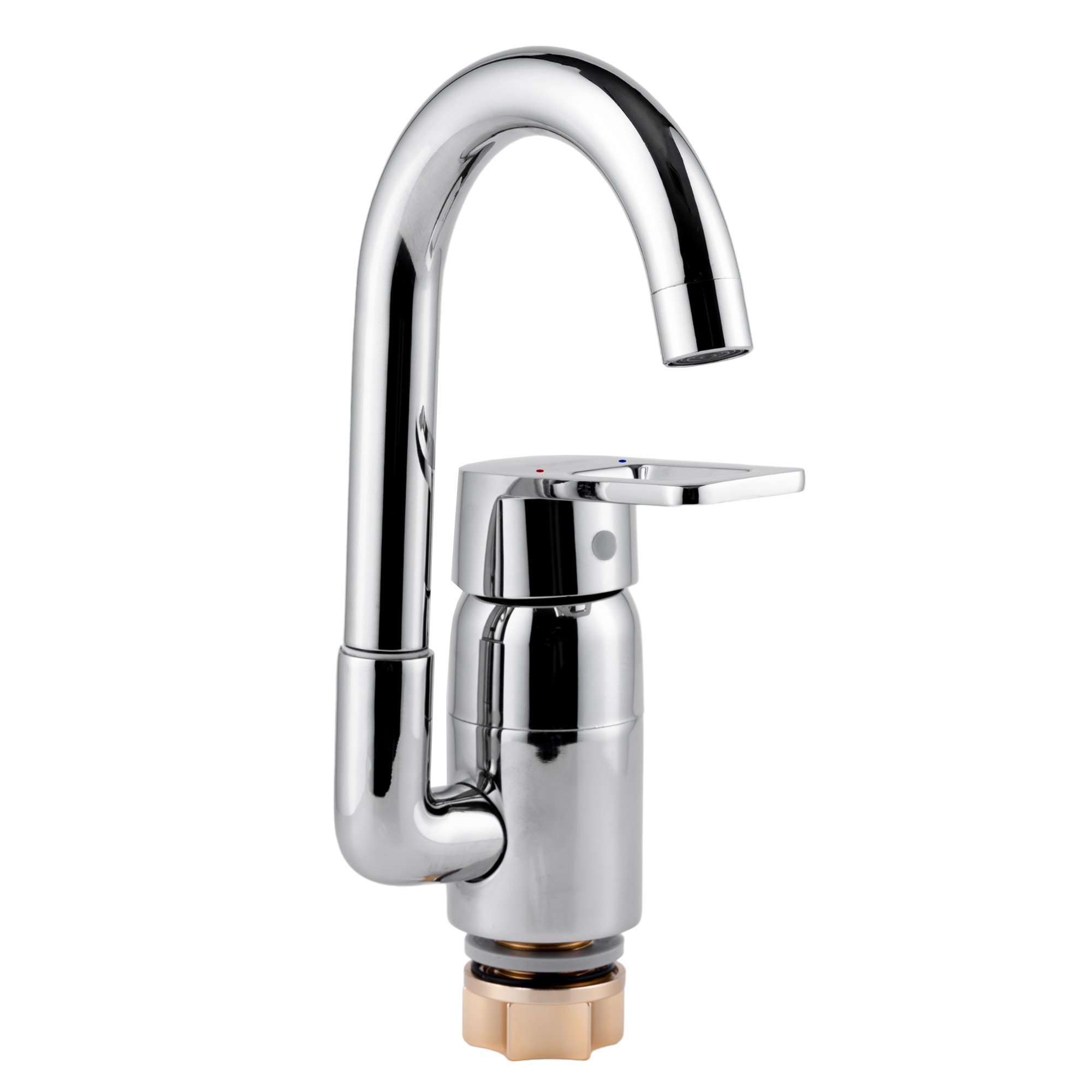 Изображение товара Смеситель для раковины Potato P1030B однорычажный с высоким поворотным изливом цвет хром