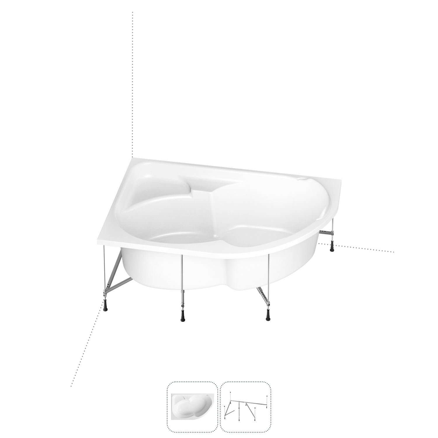 Изображение товара Угловая ванна Lavinia Boho Grance Hill S1-3703170L литьевой акрил 170x105 см левый разворот, с усиленным металлическим каркасом