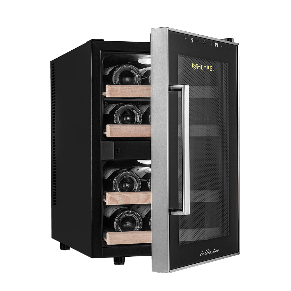 Изображение товара Винный шкаф Meyvel MV12-BF2 easy черный 12 бутылок с двойным стеклом