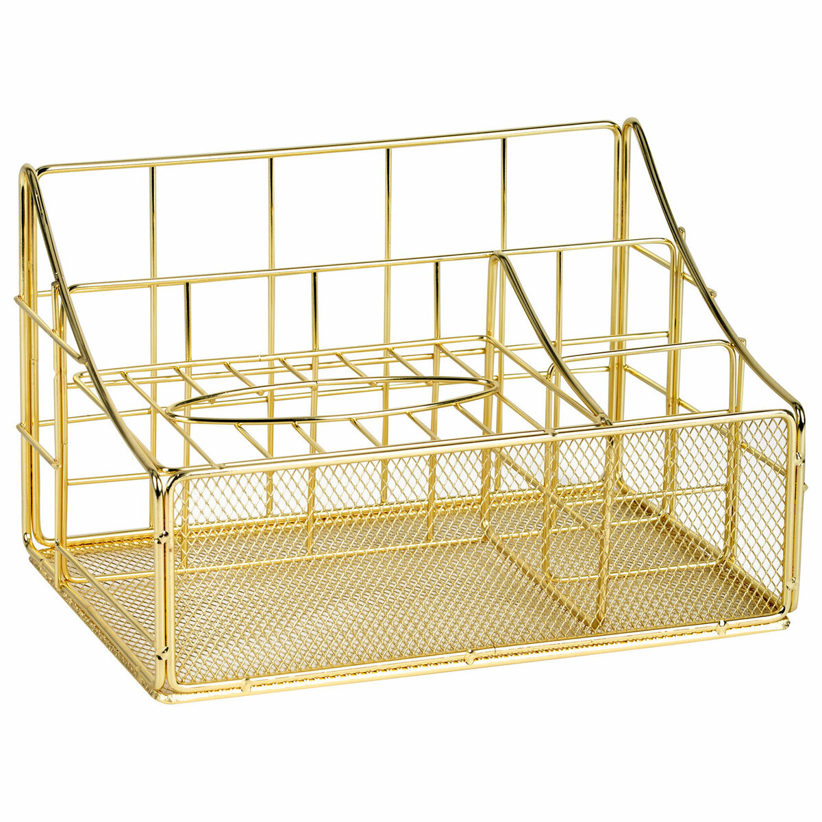 Изображение товара Стильный органайзер для косметики Monte vita 4 секции 15x16x24 см металл золото