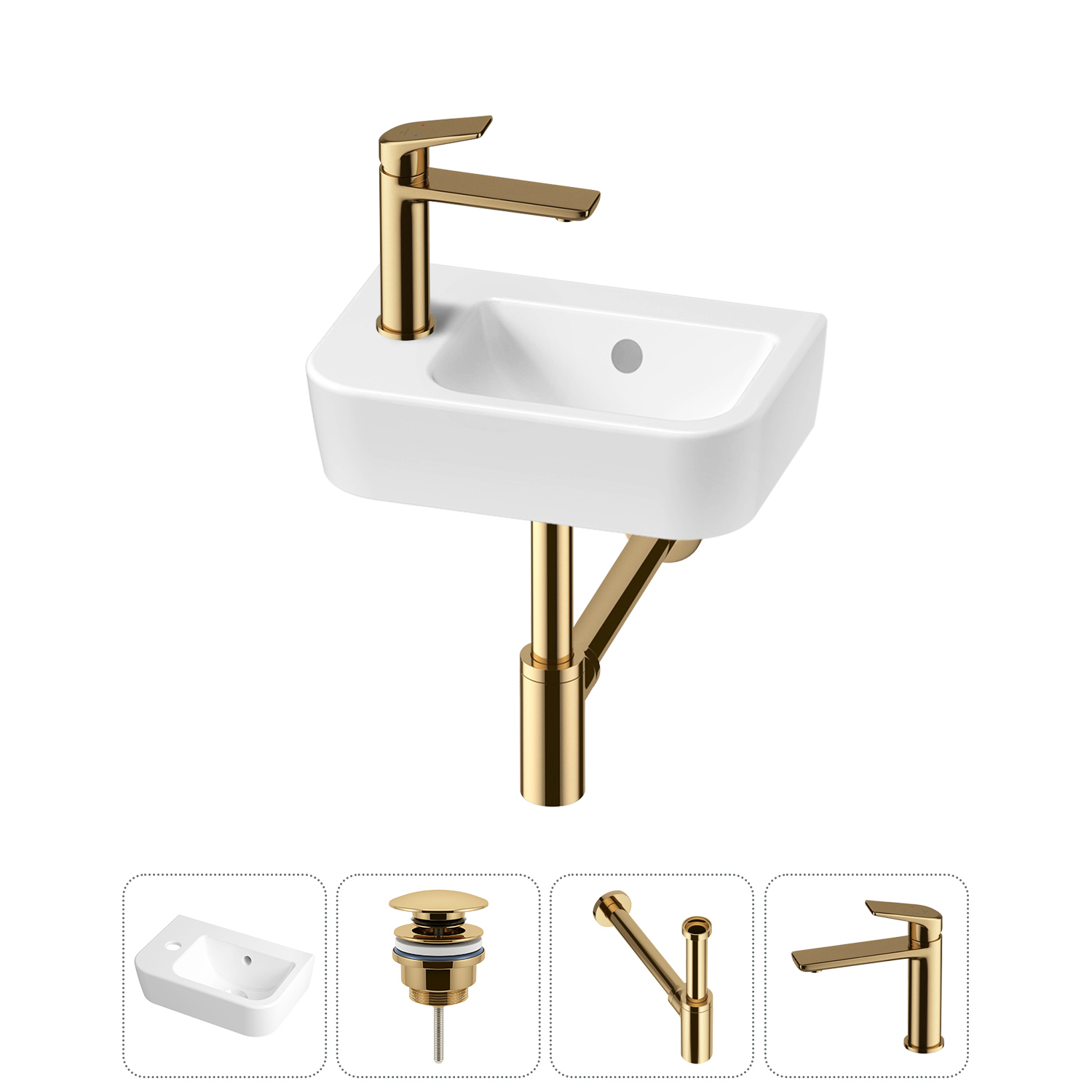 Изображение товара Раковина Lavinia Boho One 37см белая с донным клапаном сифоном и смесителем