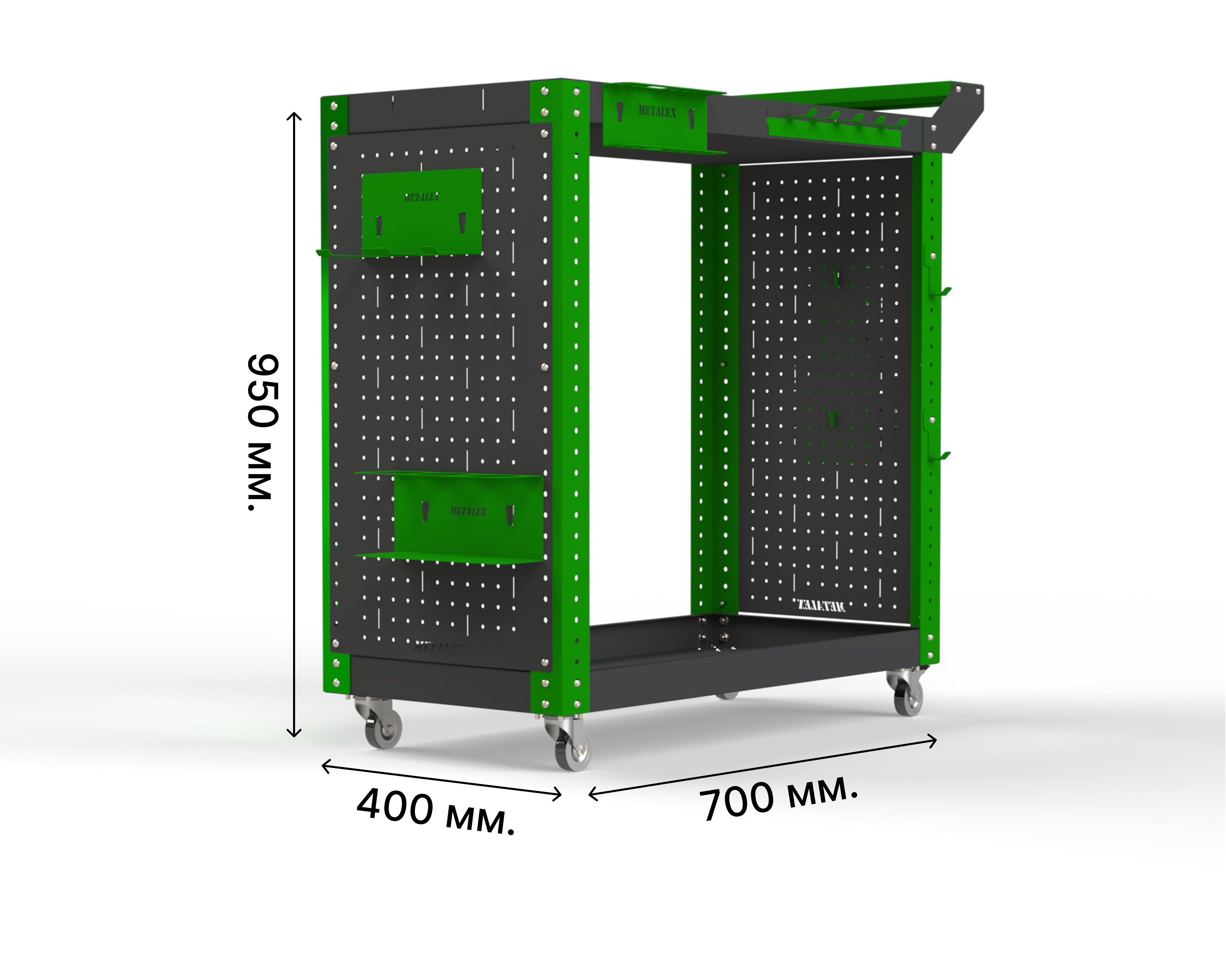 Изображение товара Тележка инструментальная METALEX Тип2 80х45х70 см с аксессуарами и регулировкой полок