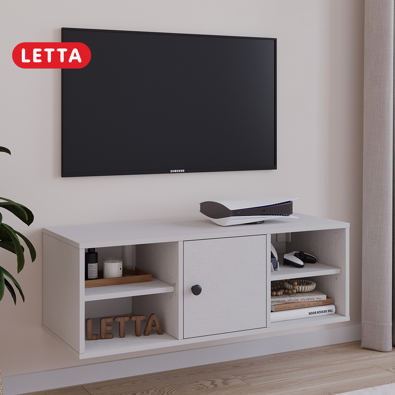 Изображение товара Тумба под телевизор Letta L3172 97.8x36.1x36.8 см белый классический стиль