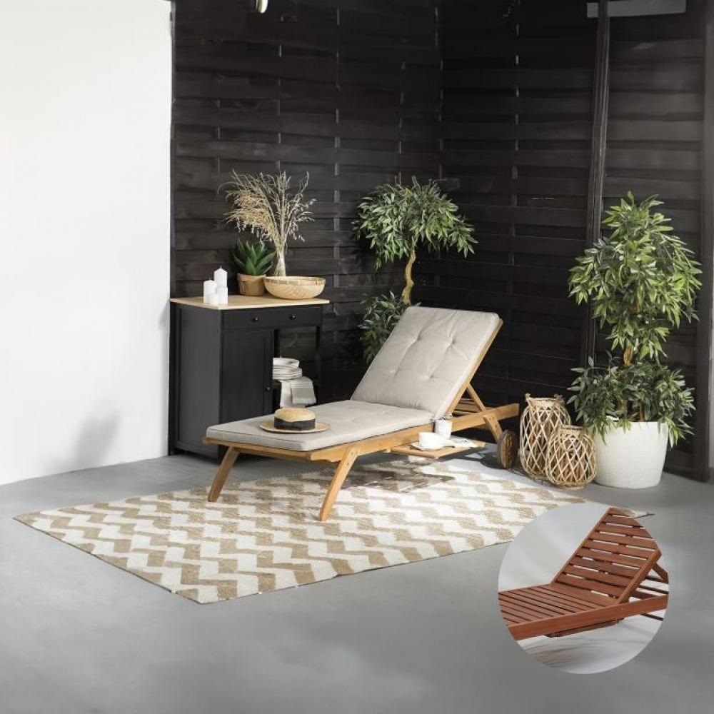 Изображение товара Шезлонг с подушкой Beige, деревянный, регулируемый, 195x71x80 см