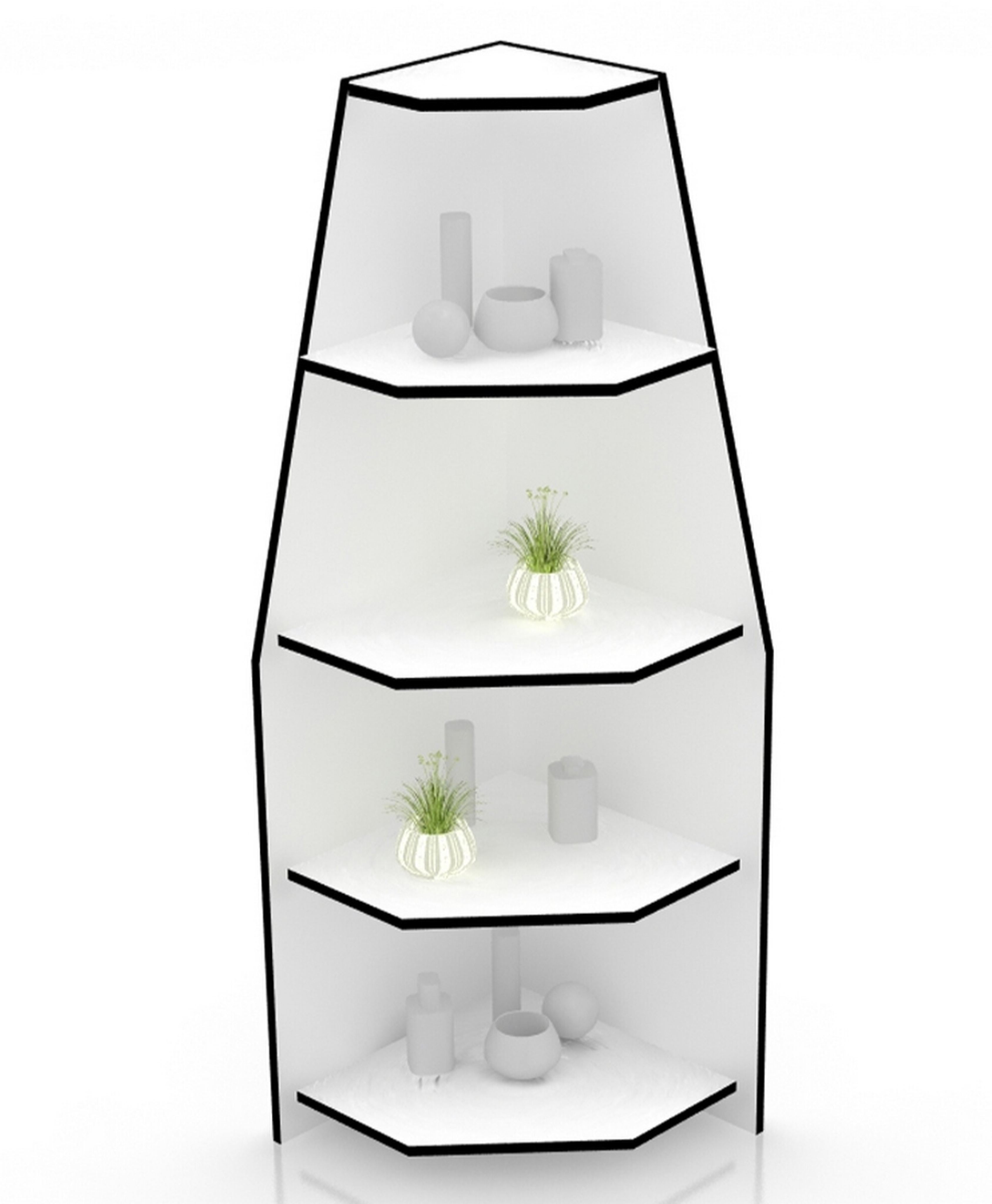 Изображение товара Угловая шкаф-витрина 50x150 см Универсал белая