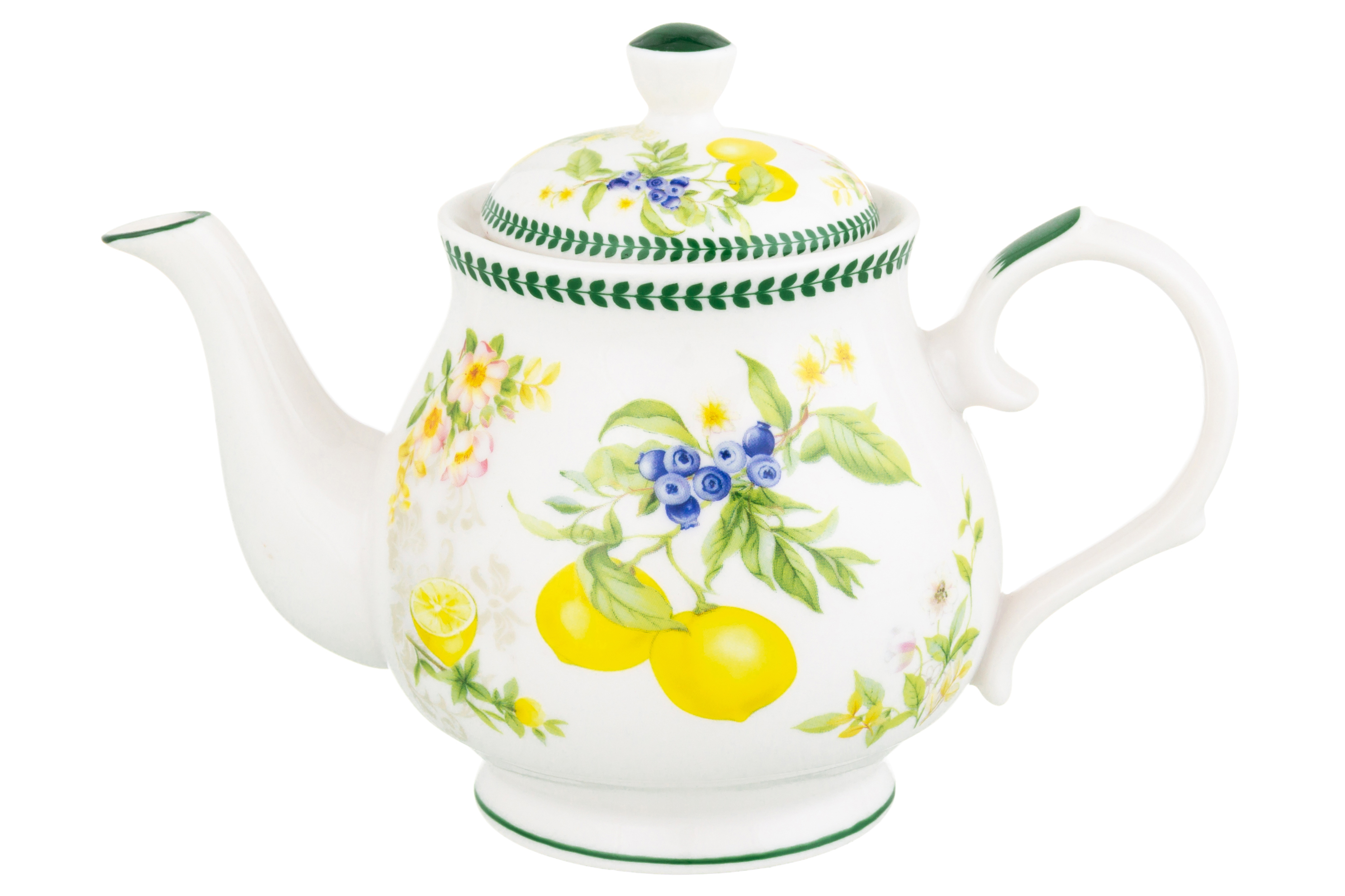 Изображение товара Чайник фарфоровый серия Лимоны 380 мл белый синий зеленый желтый