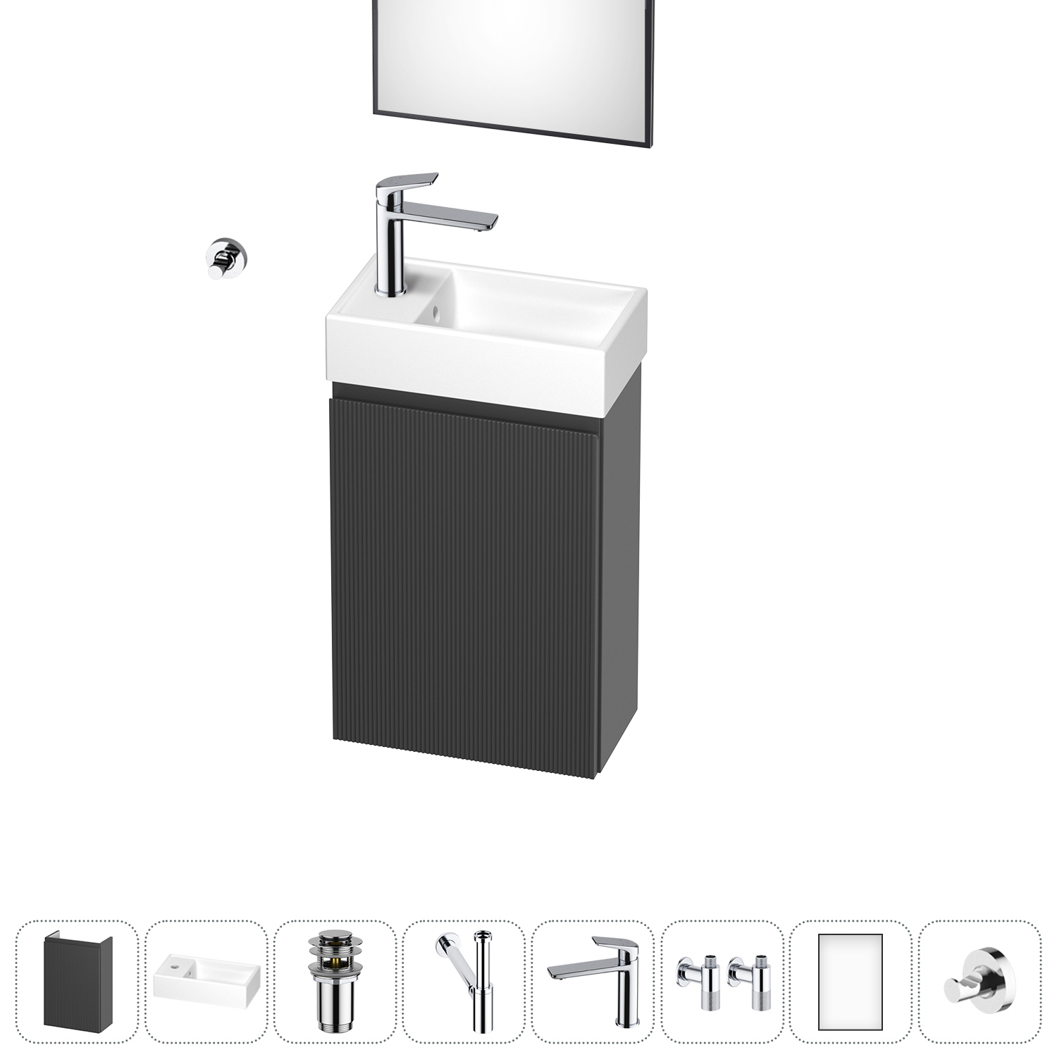 Изображение товара Подвесная тумба с раковиной Wellsee WC Area 20216932R для ванной комплектация польша