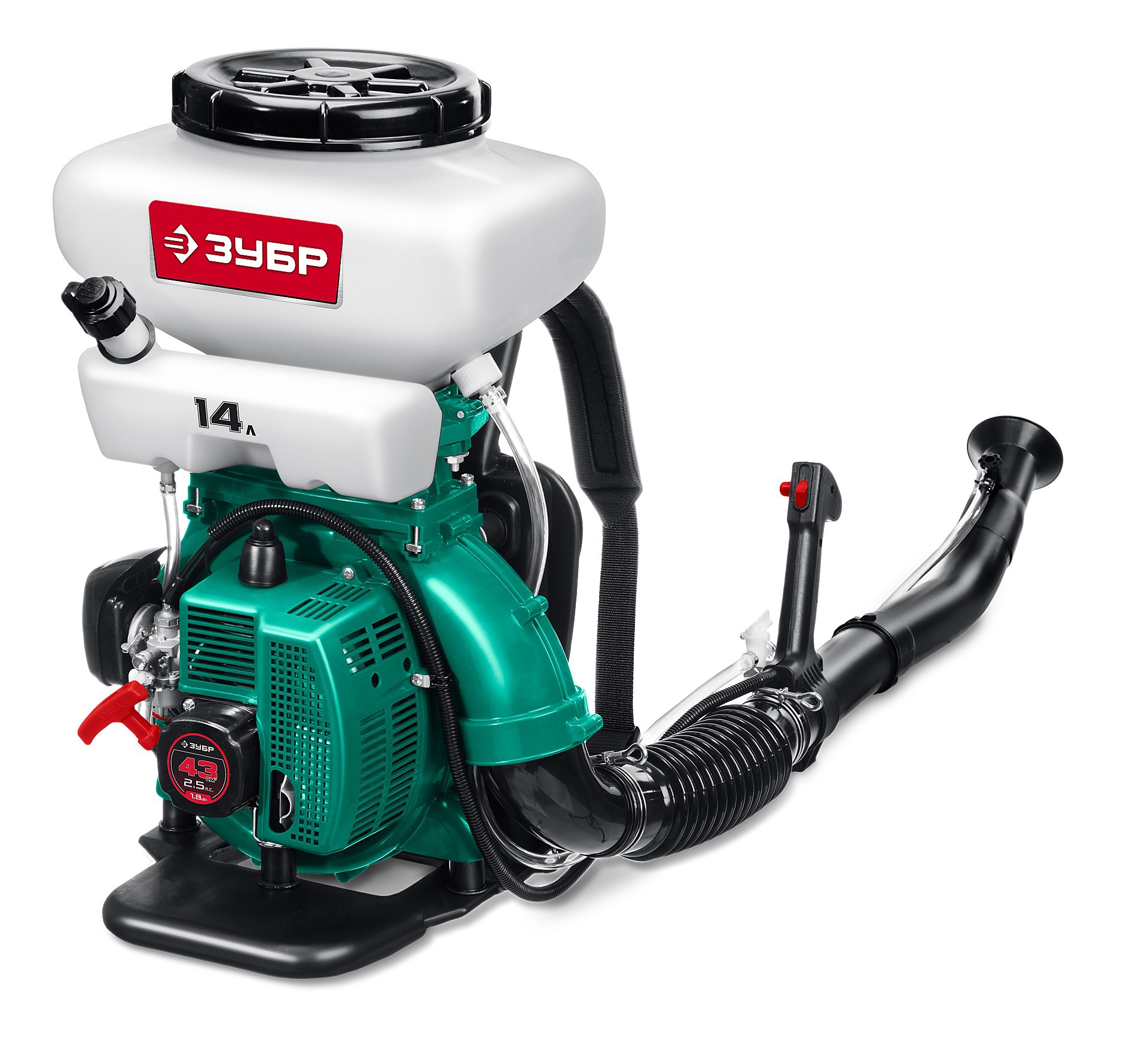 Изображение товара Опрыскиватель бензиновый сад ранцевый Зубр ОПБ-14-43, 14 л 2.5 л.с.