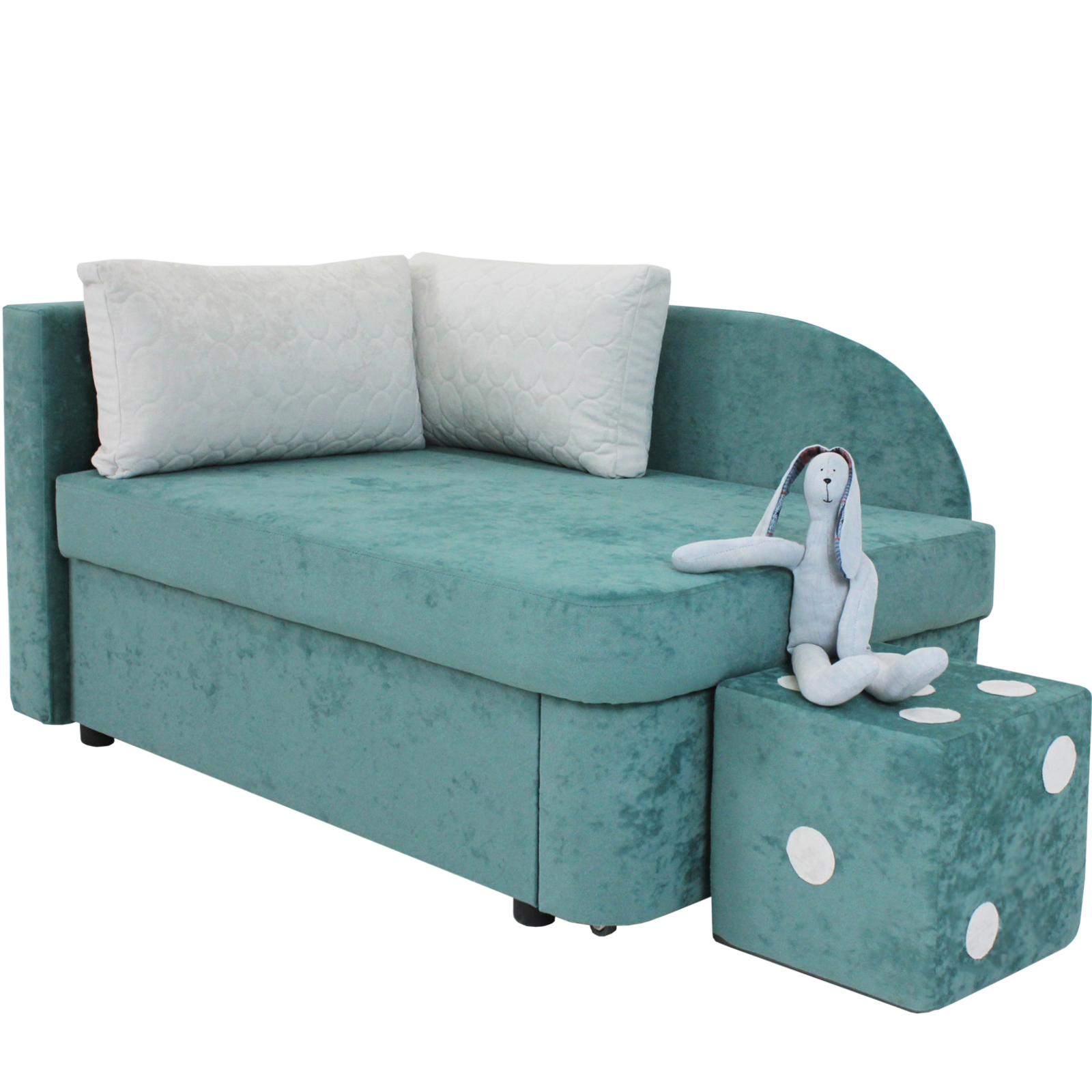 Изображение товара Детский диван Умка ГК Аквилон Бали 13 изогнутый 2 места минт