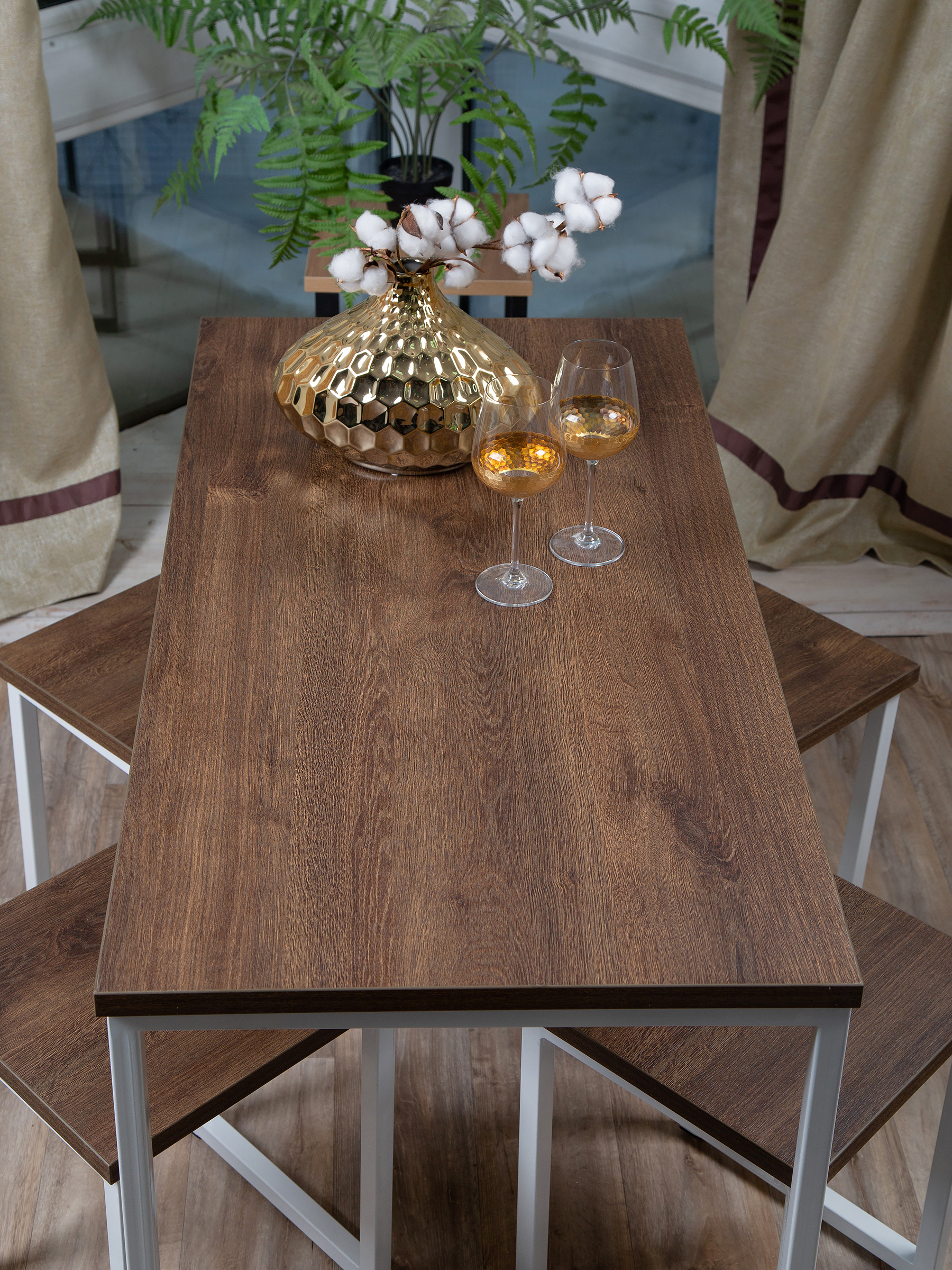 Изображение товара Деревянный обеденный стол в стиле Лофт 120x70 см бронза и черные ножки